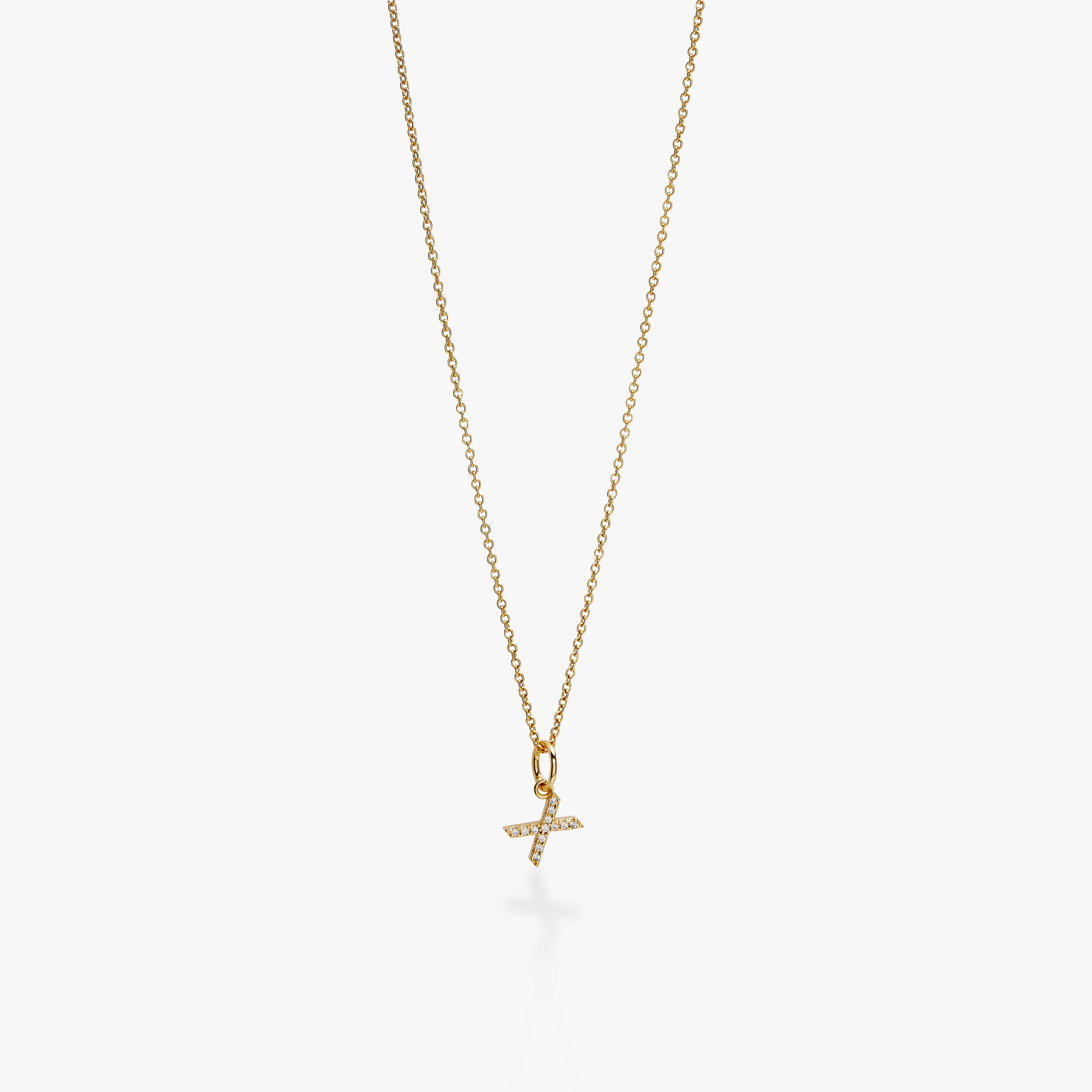 Mini Pavé Initial Charm Necklace