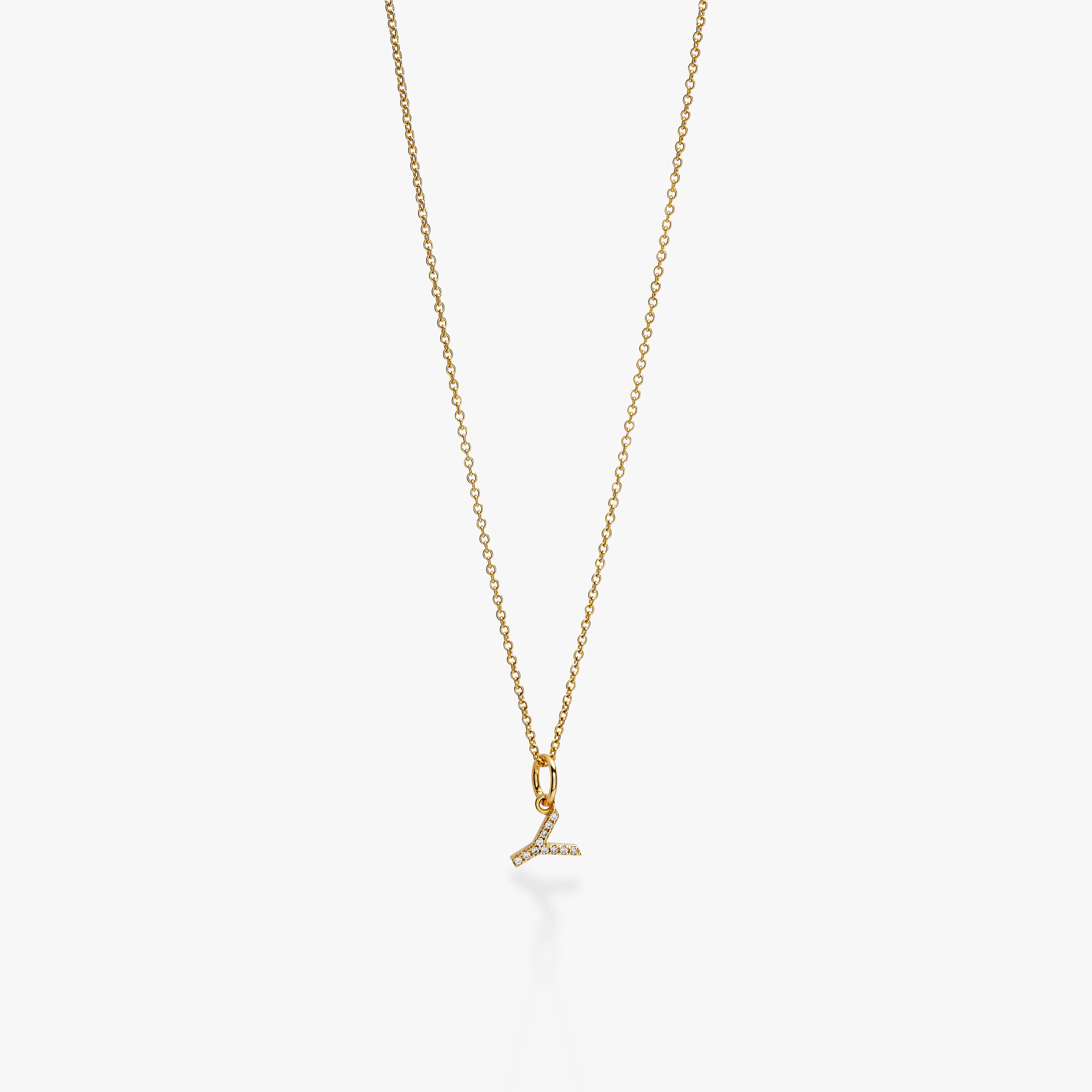 Mini Pavé Initial Charm Necklace