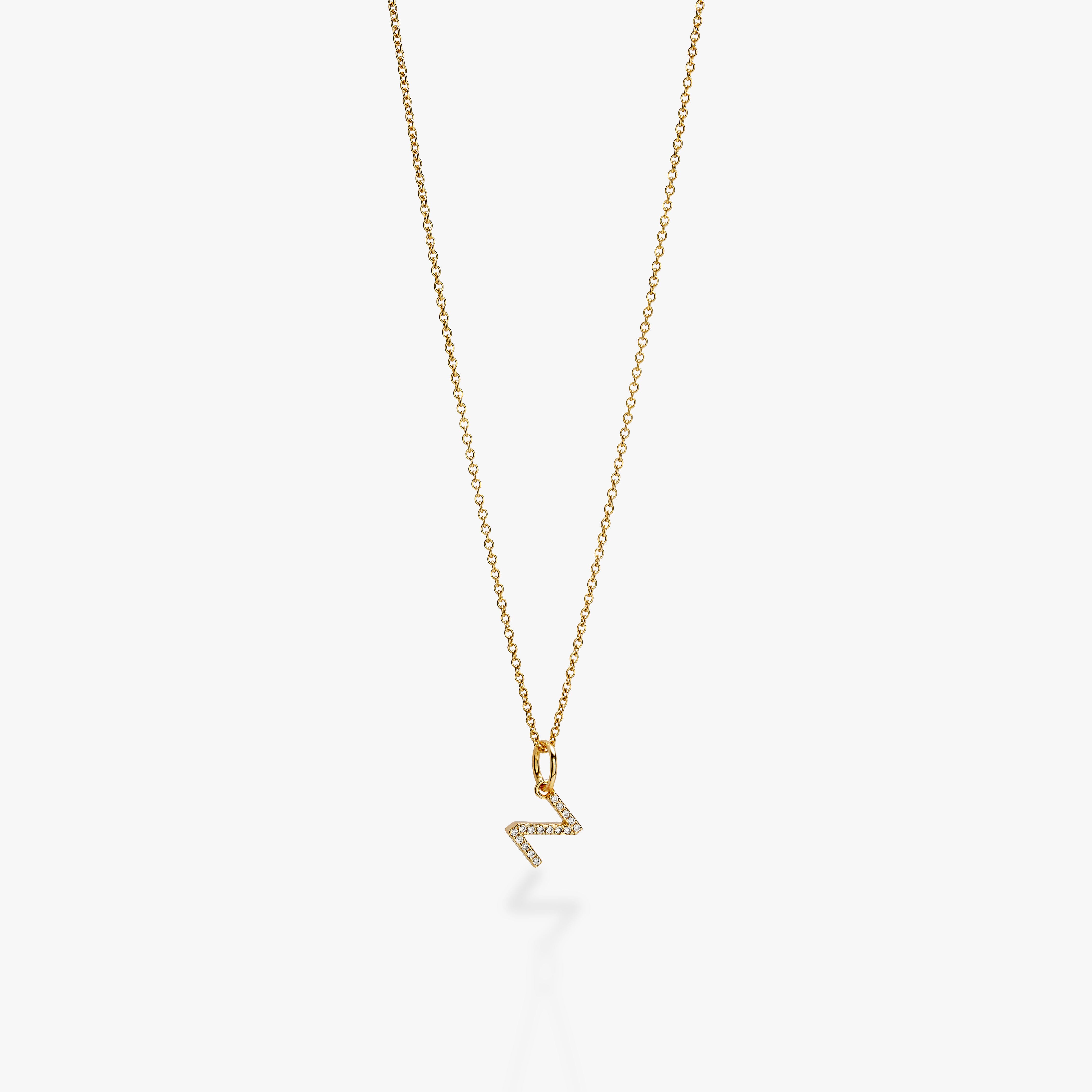 Mini Pavé Initial Charm Necklace