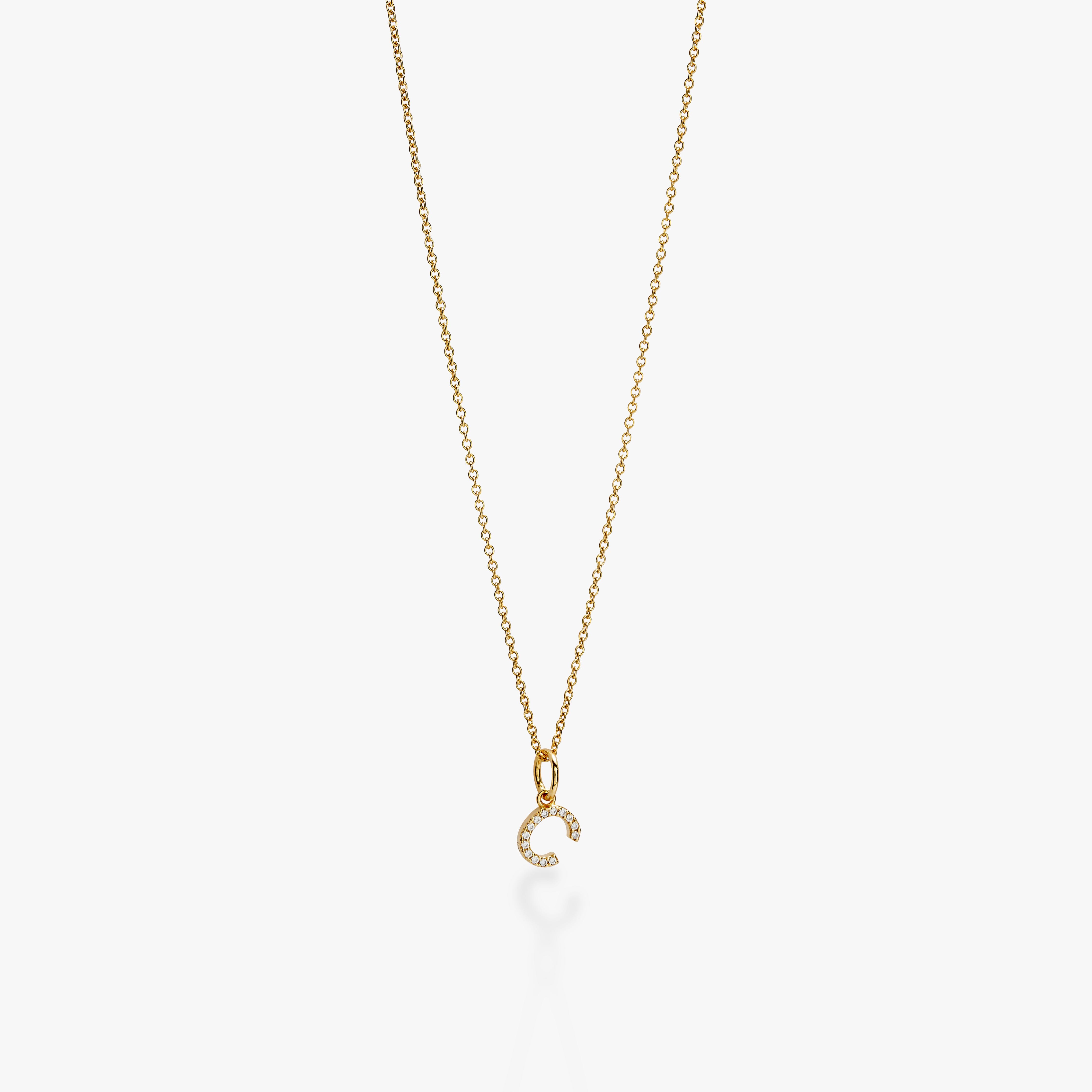 Mini Pavé Initial Charm Necklace