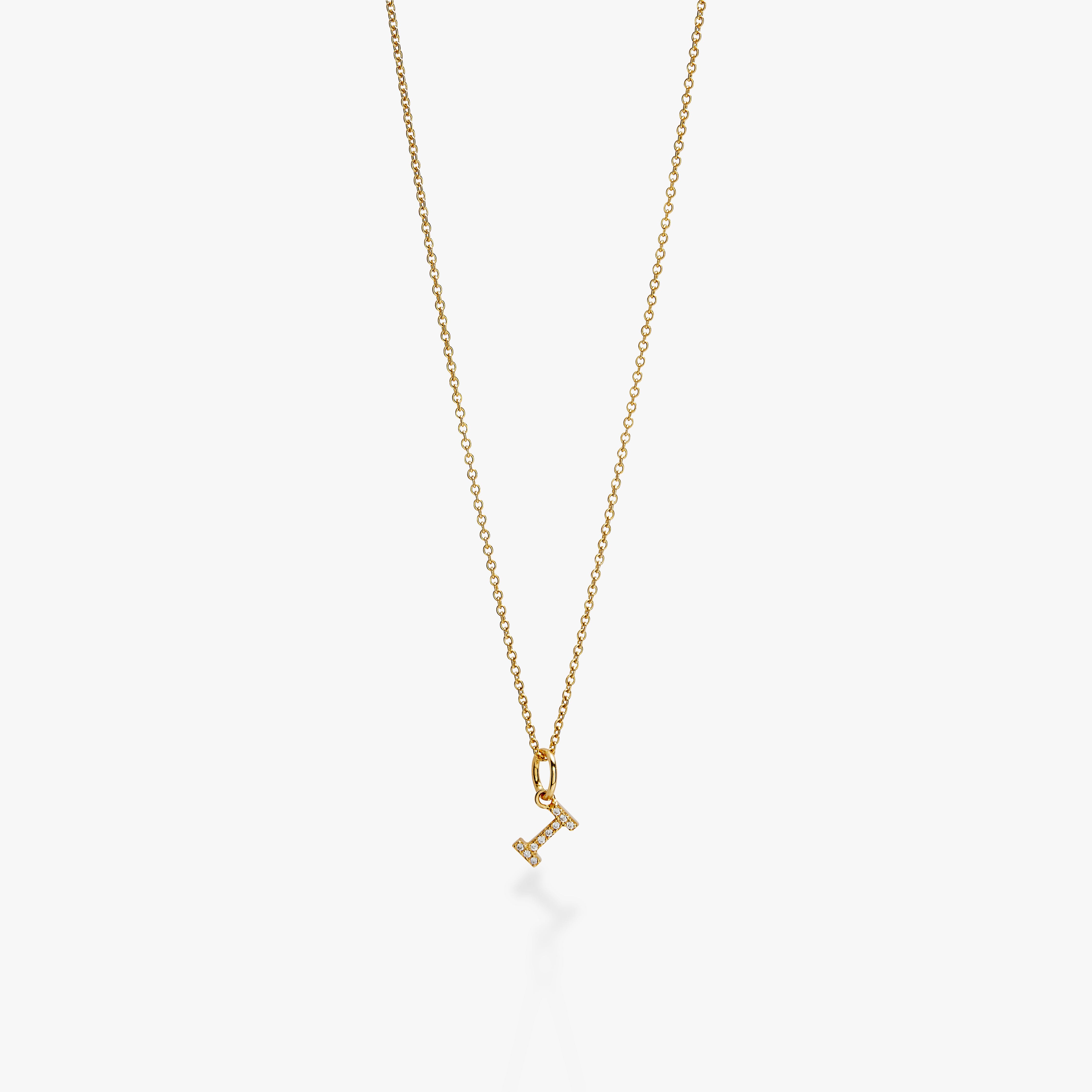 Mini Pavé Initial Charm Necklace
