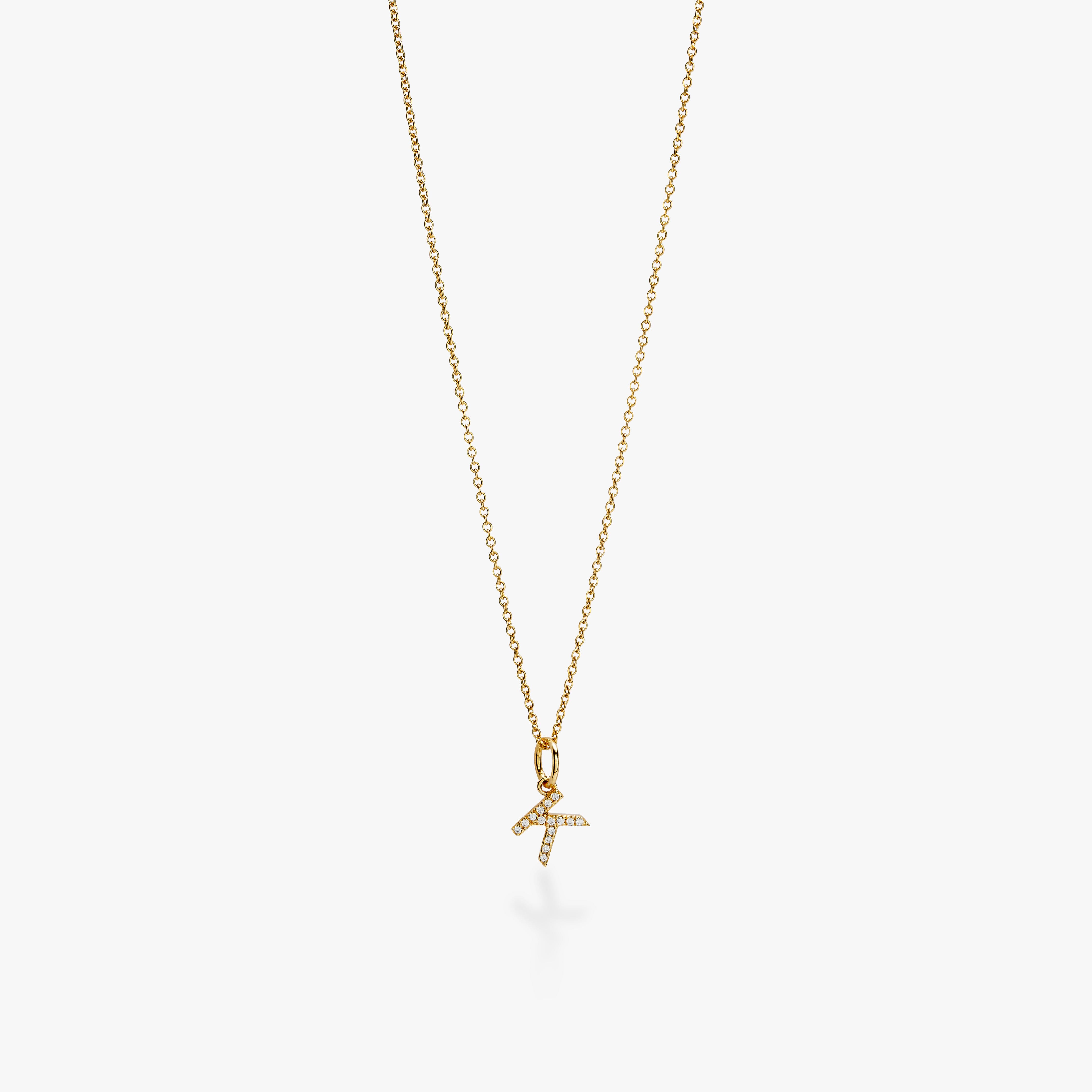 Mini Pavé Initial Charm Necklace