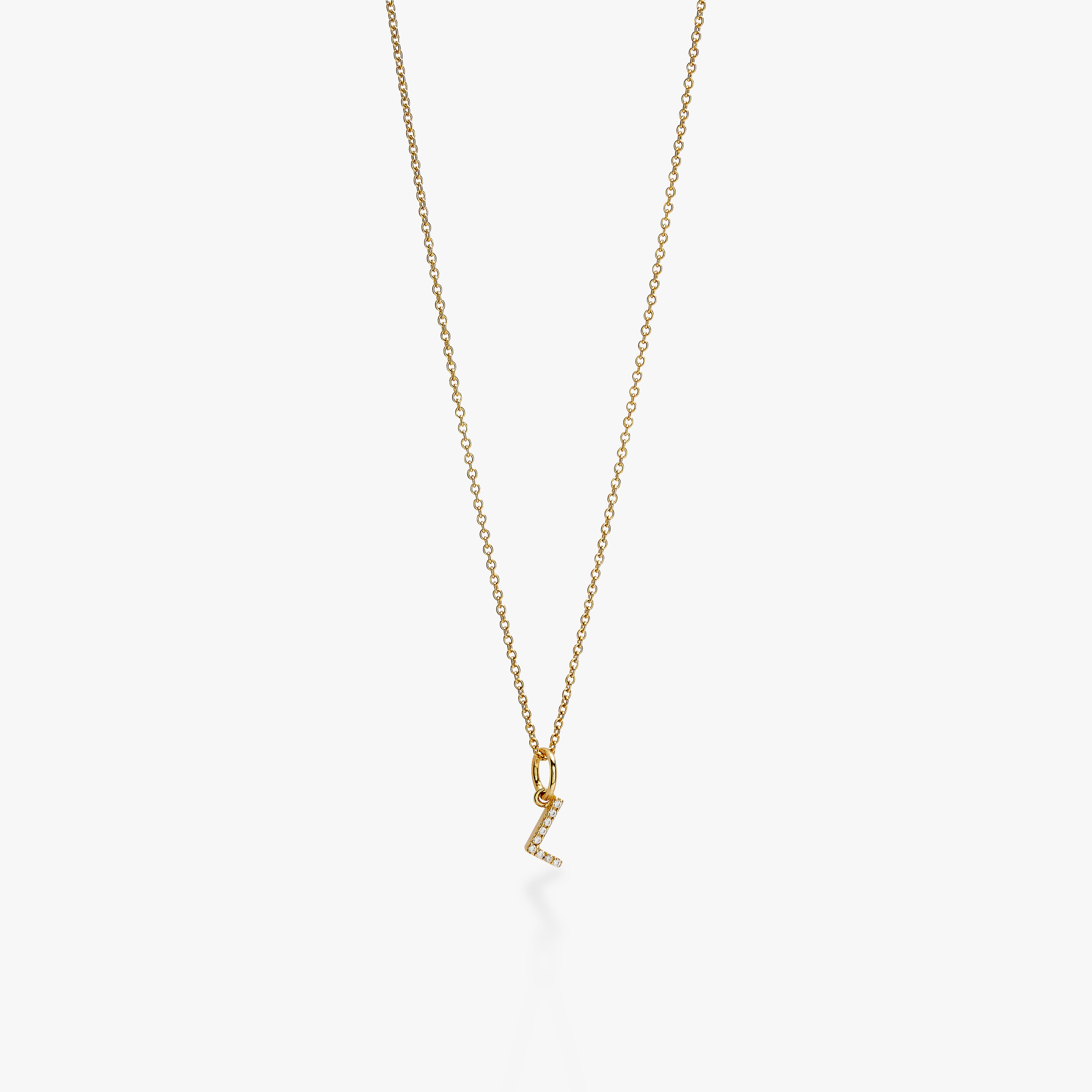 Mini Pavé Initial Charm Necklace
