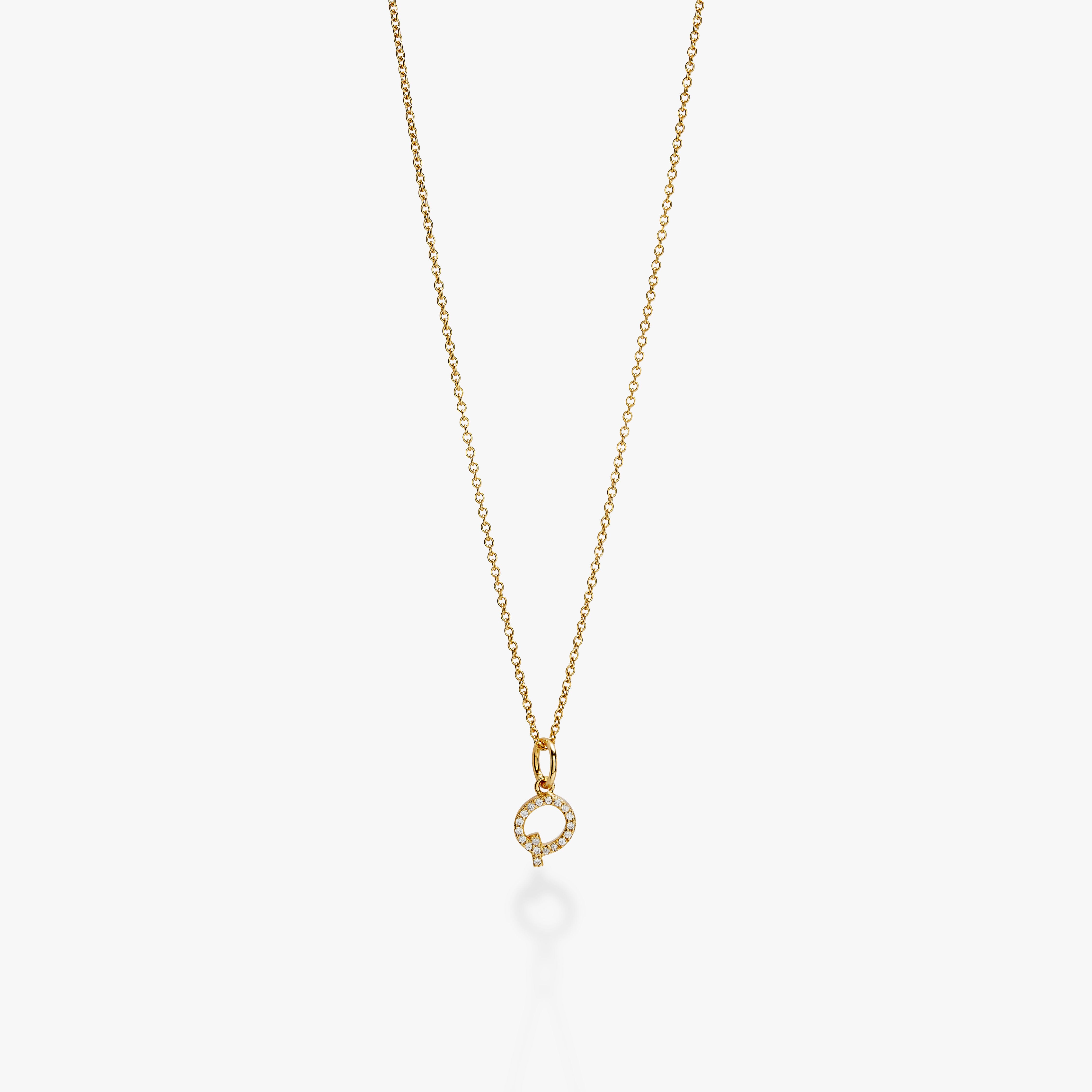 Mini Pavé Initial Charm Necklace