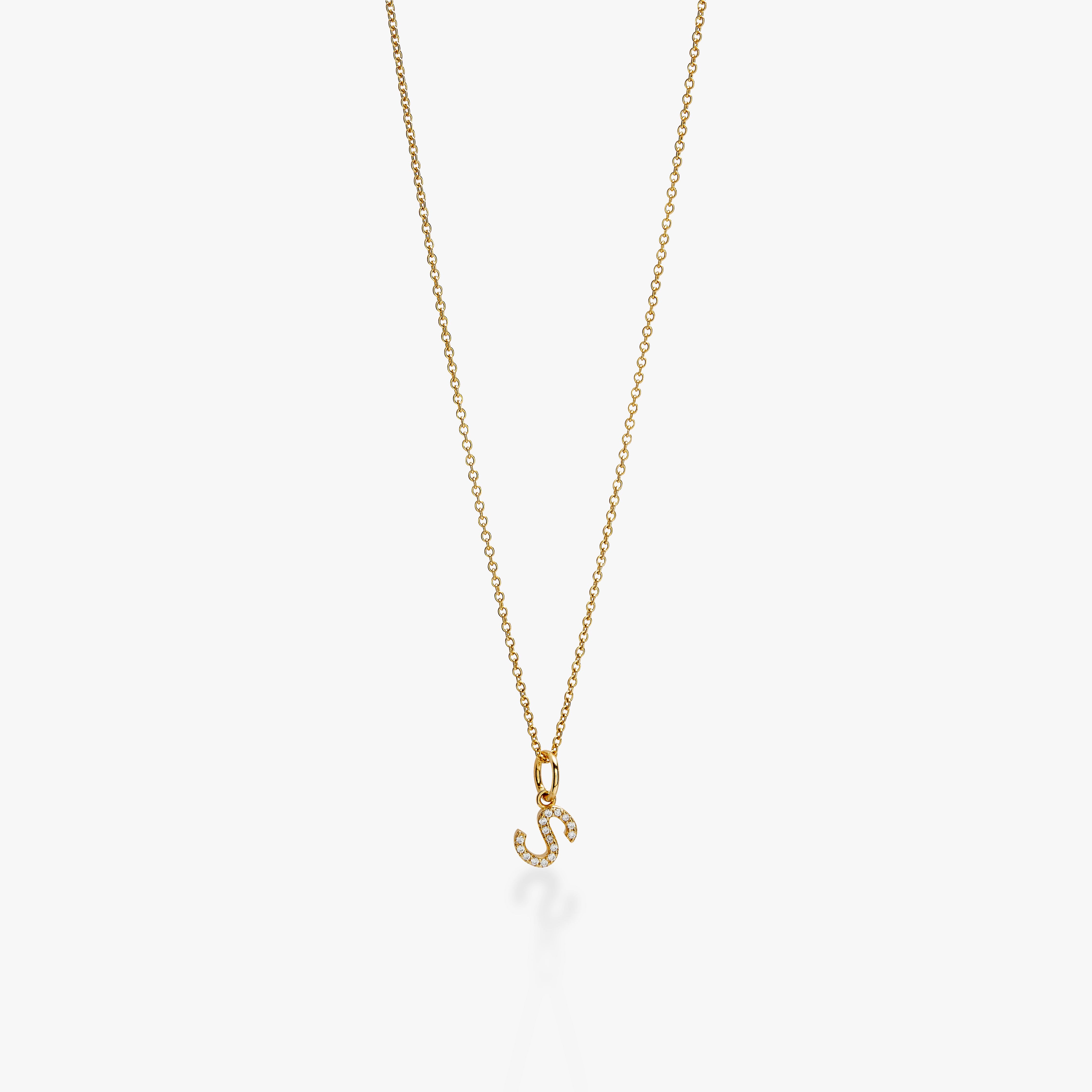 Mini Pavé Initial Charm Necklace
