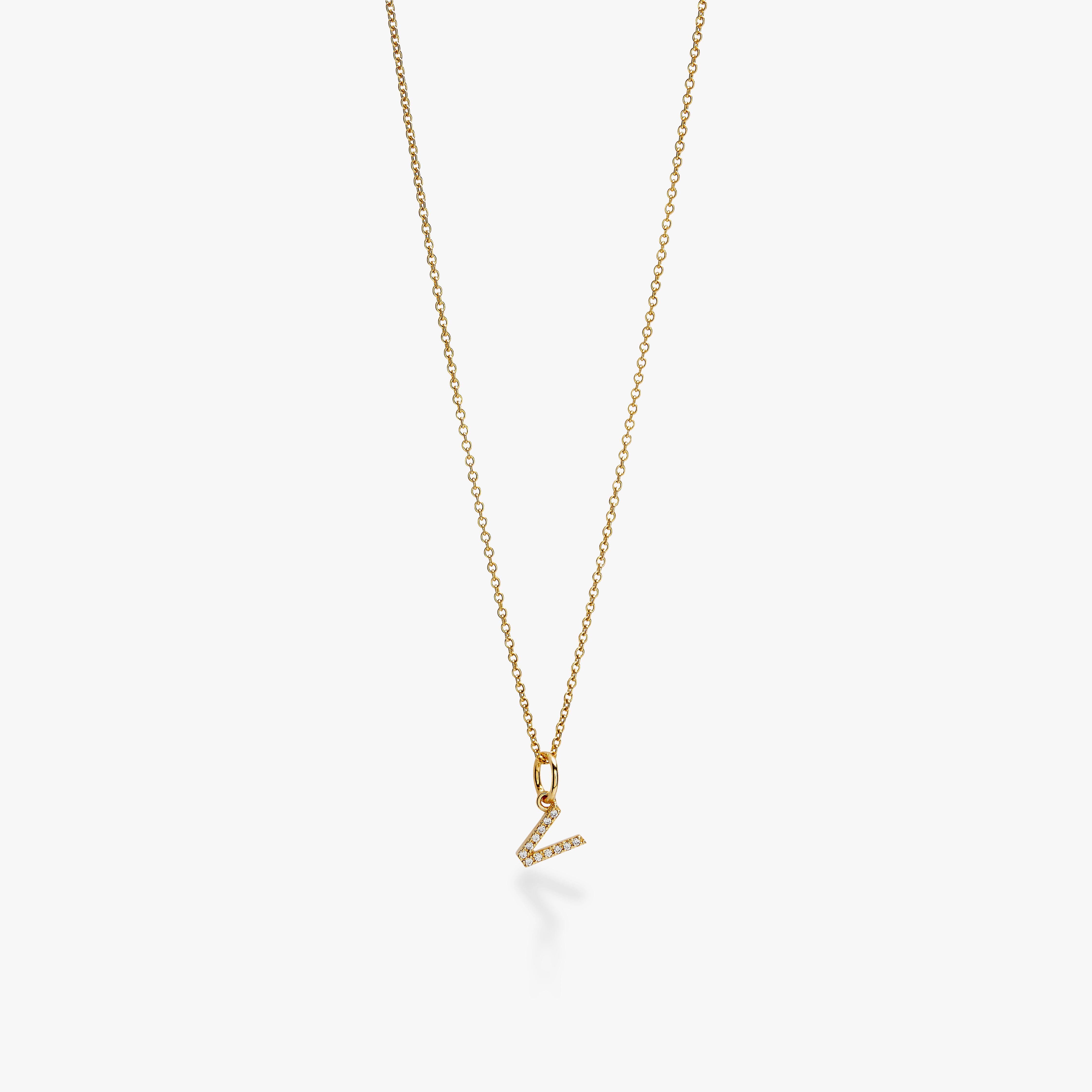 Mini Pavé Initial Charm Necklace