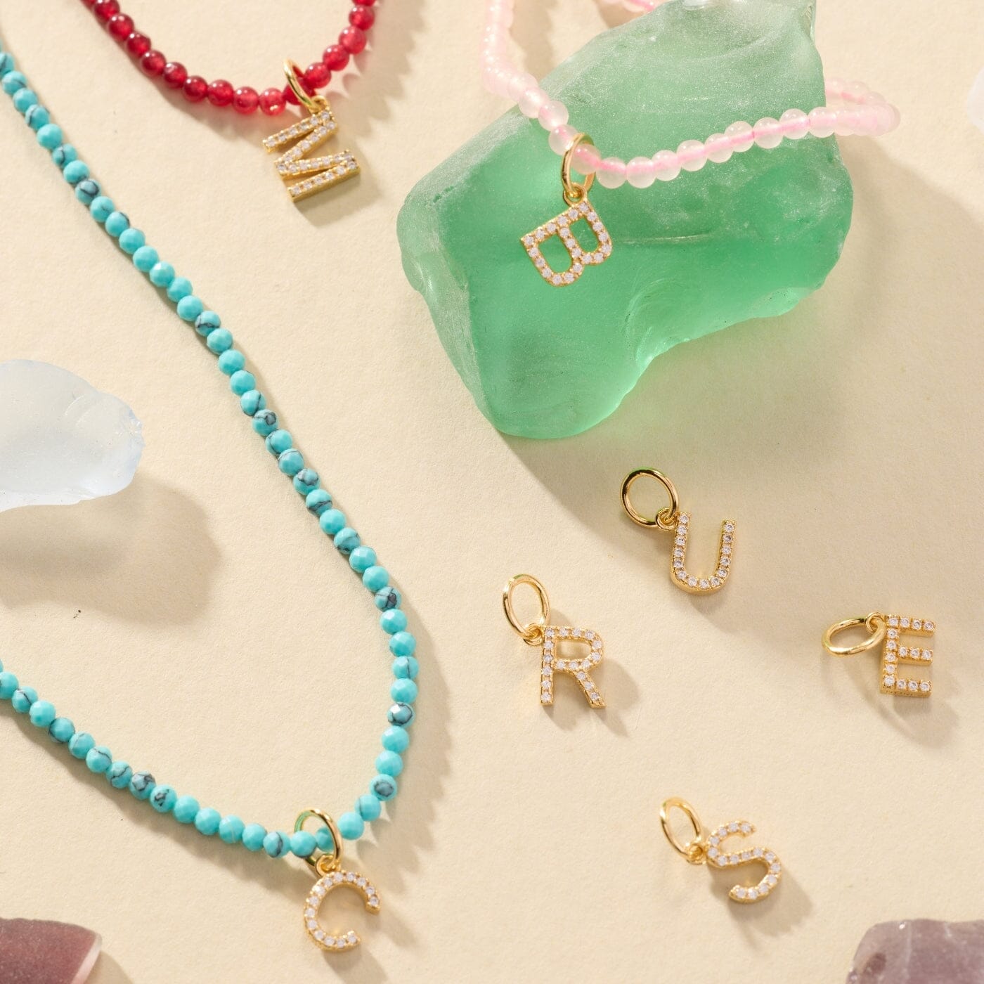 Mini Pavé Initial Charm Necklace