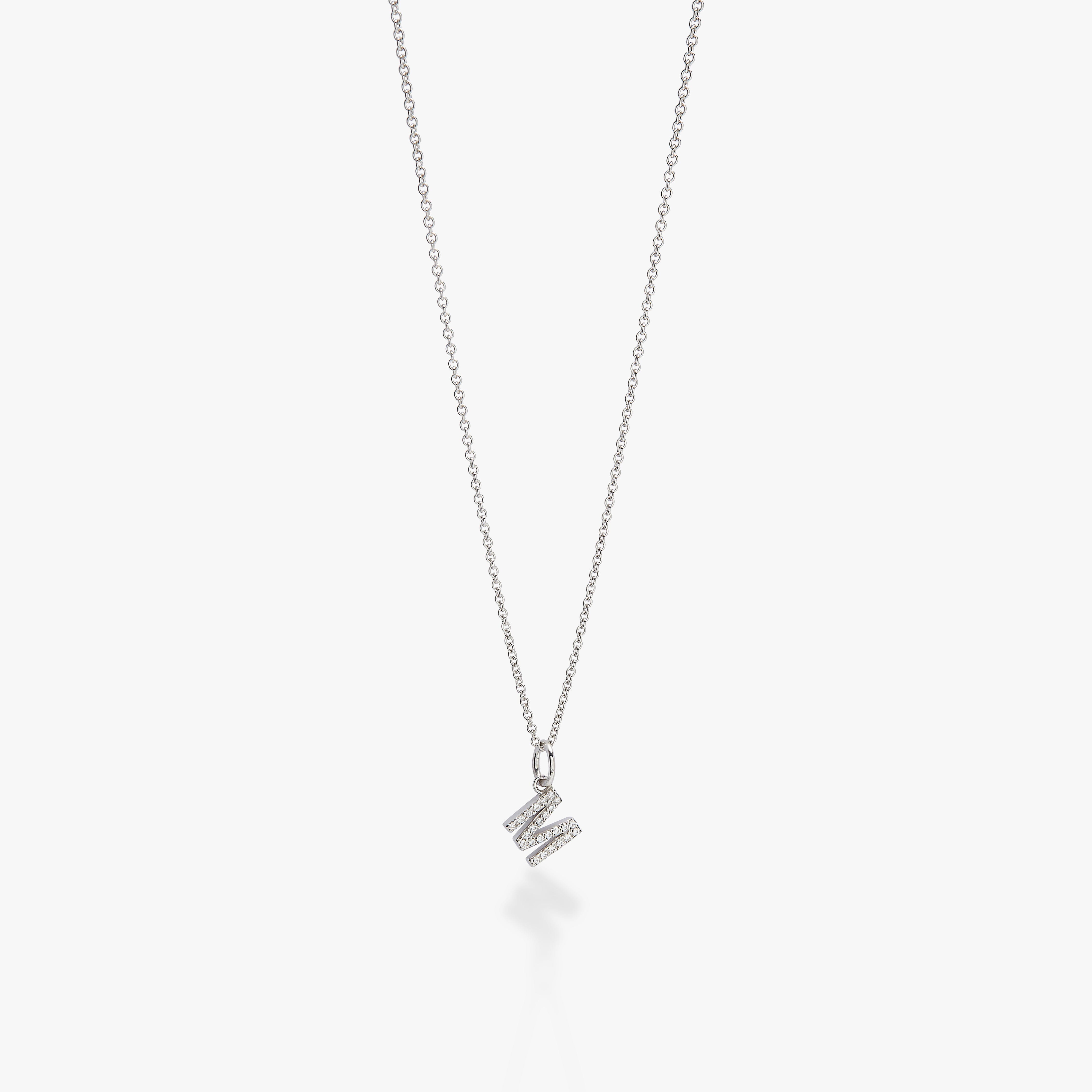 Mini Pavé Initial Charm Necklace
