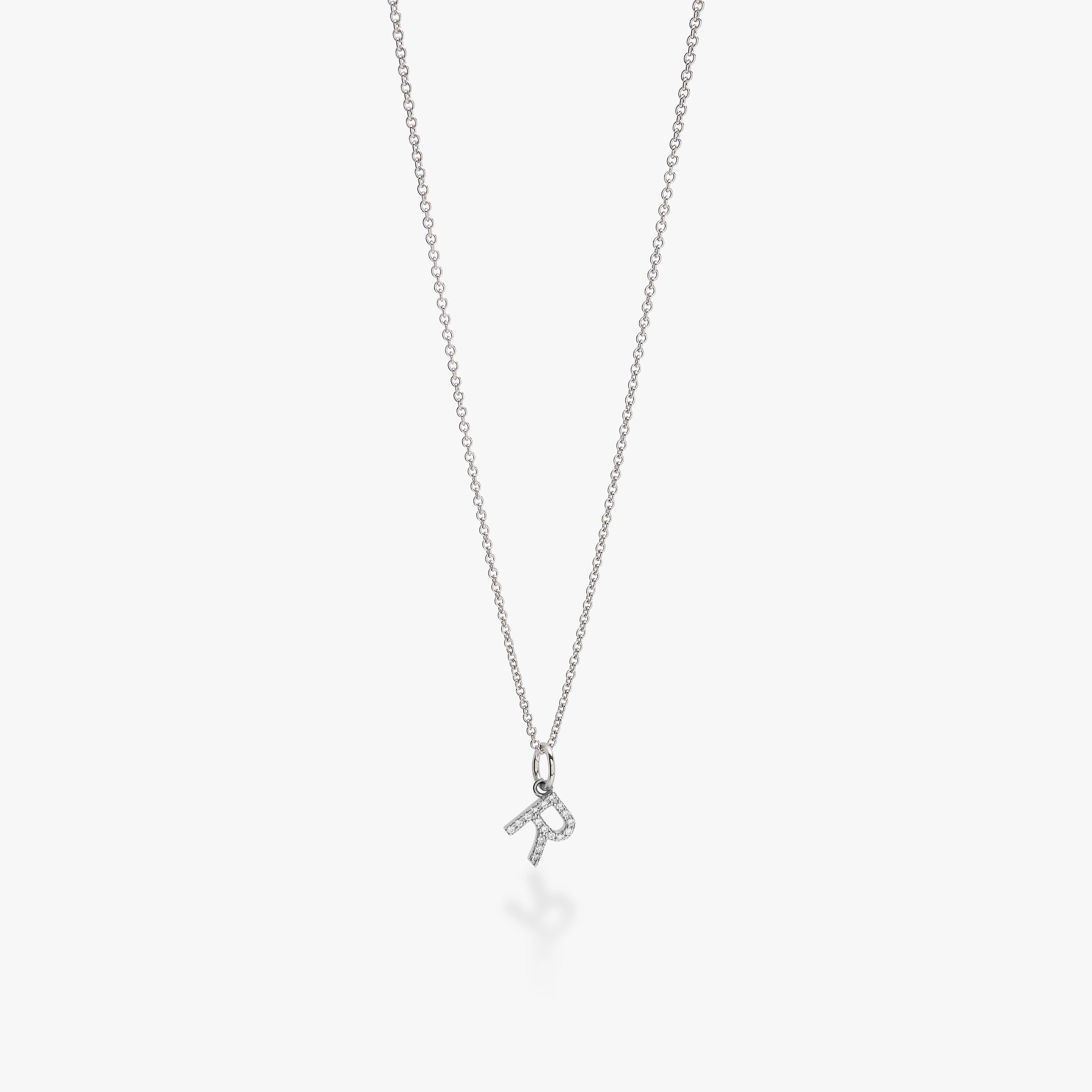 Mini Pavé Initial Charm Necklace