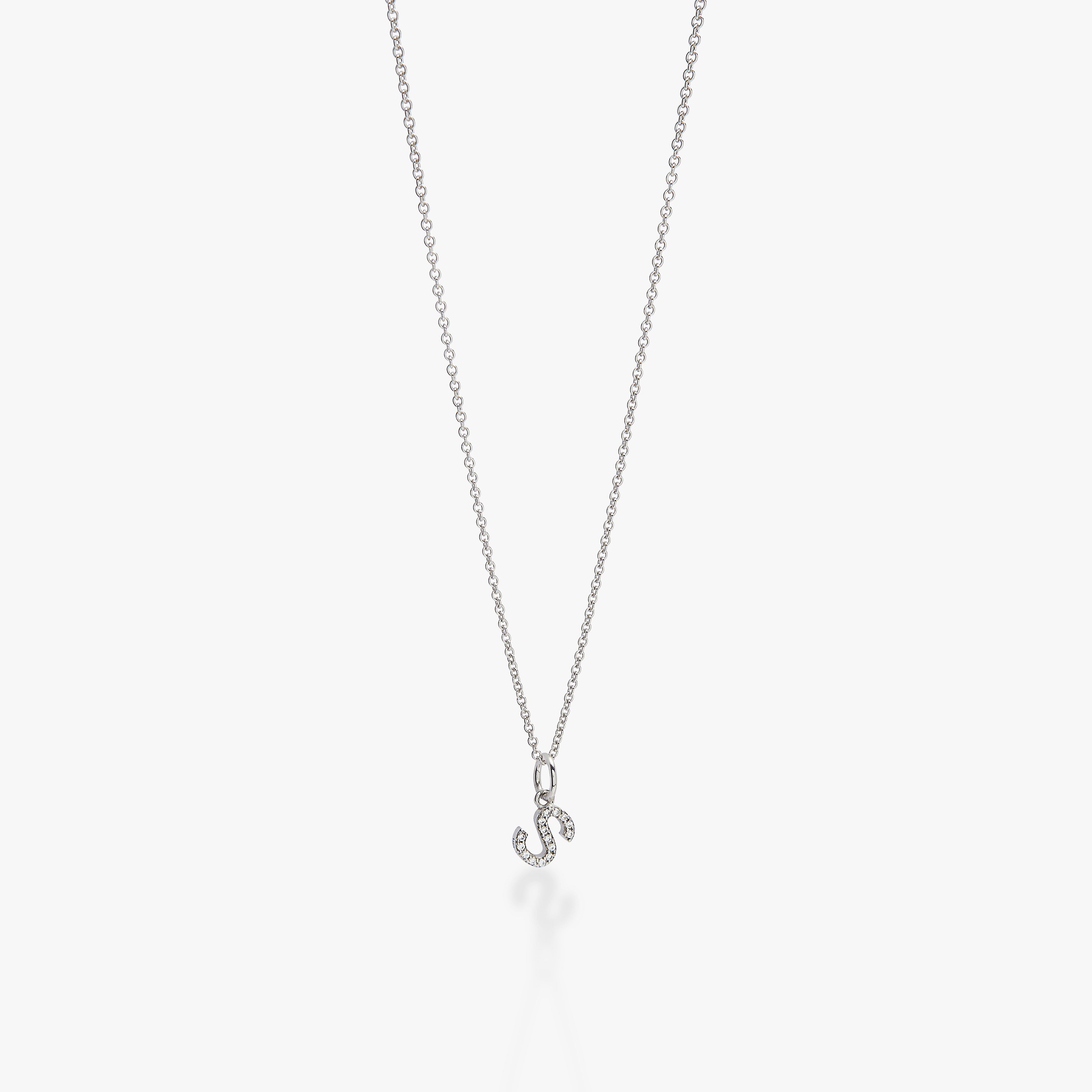 Mini Pavé Initial Charm Necklace