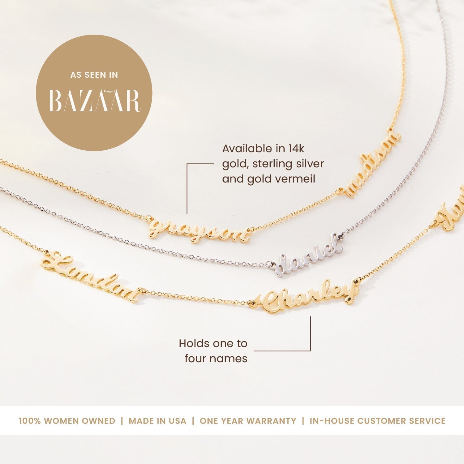 Script Nameplate Necklace - 2 Names