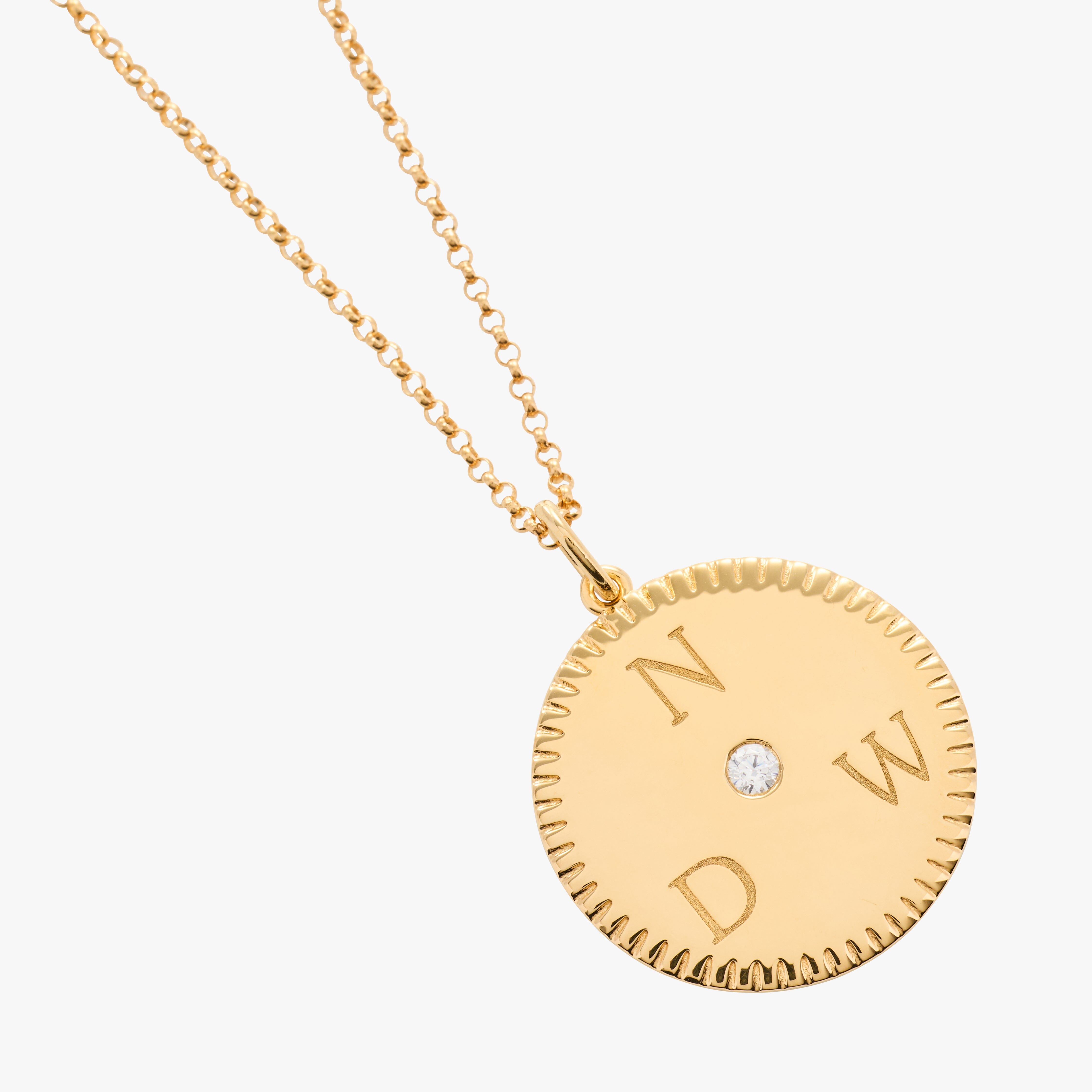 Notched Initial Pendant Necklace