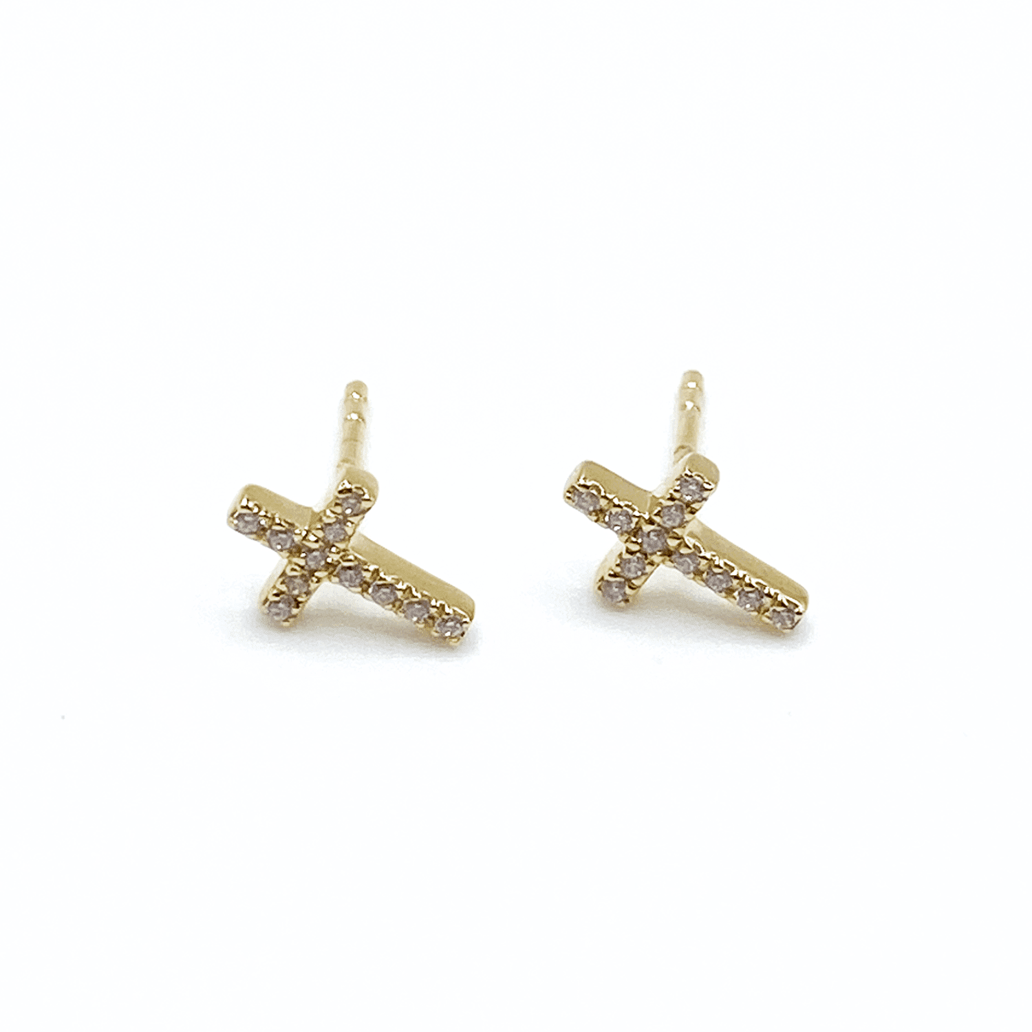 Pavé Cross Stud Earrings