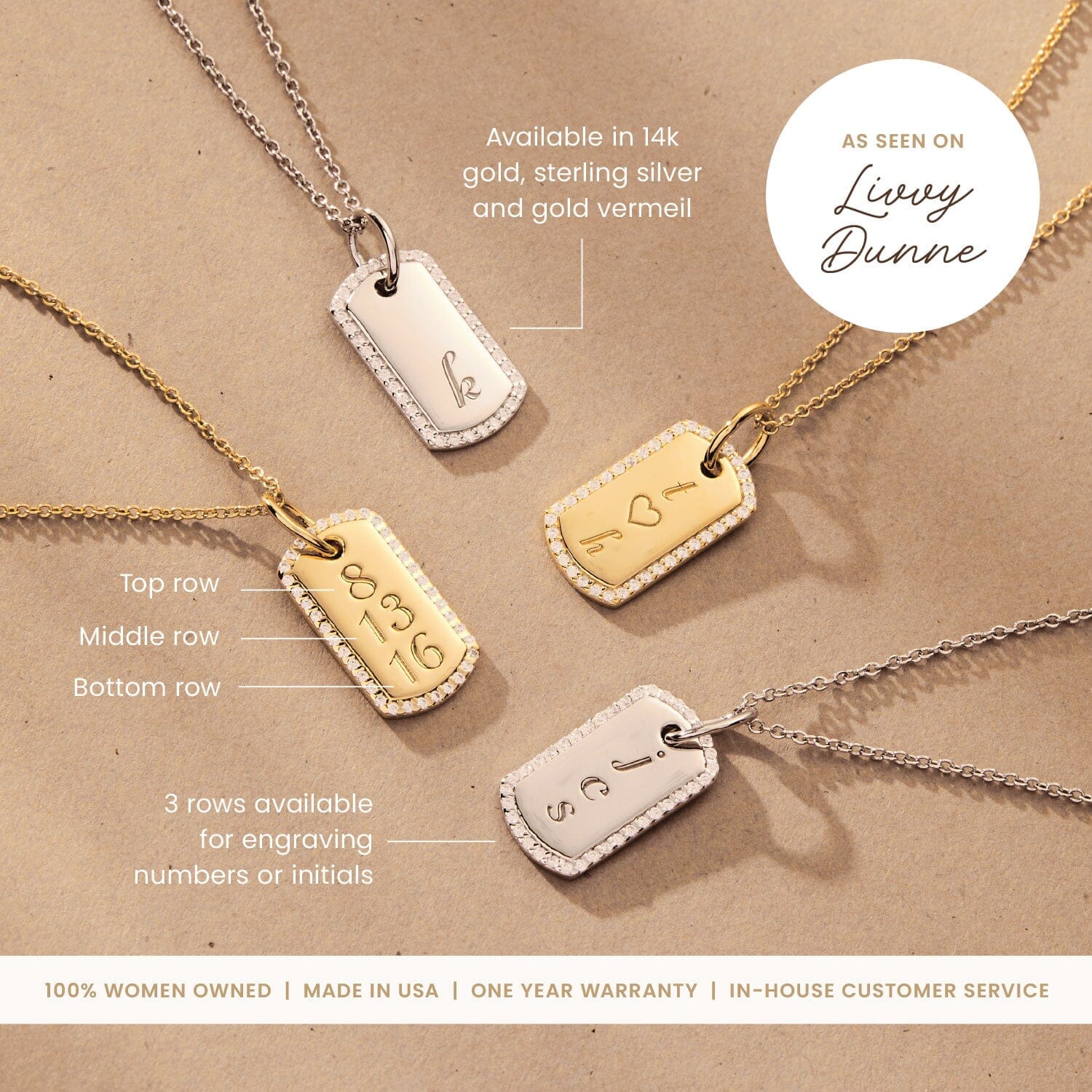 Pavé Small Dog Tag