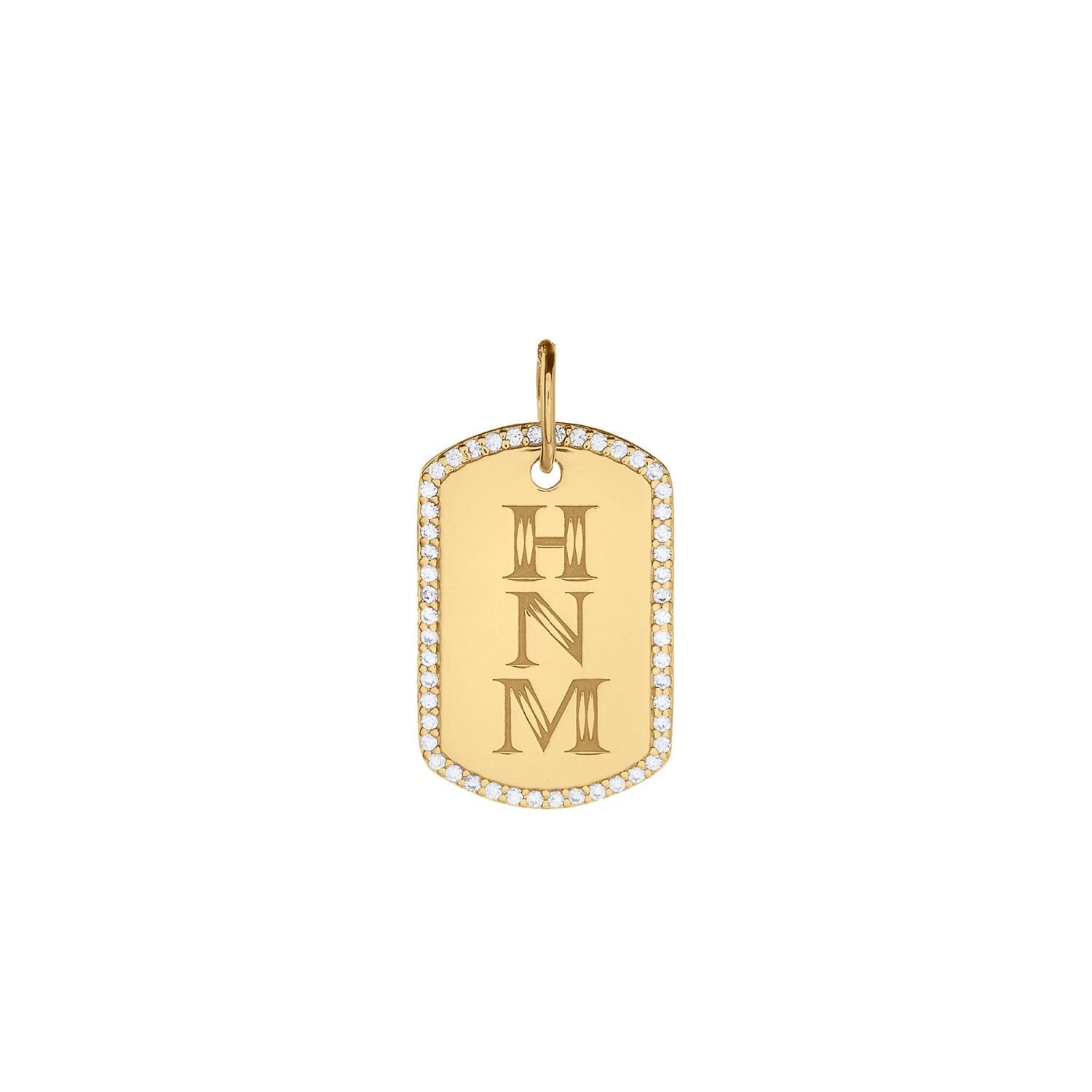 Pavé Monogram Large Dog Tag