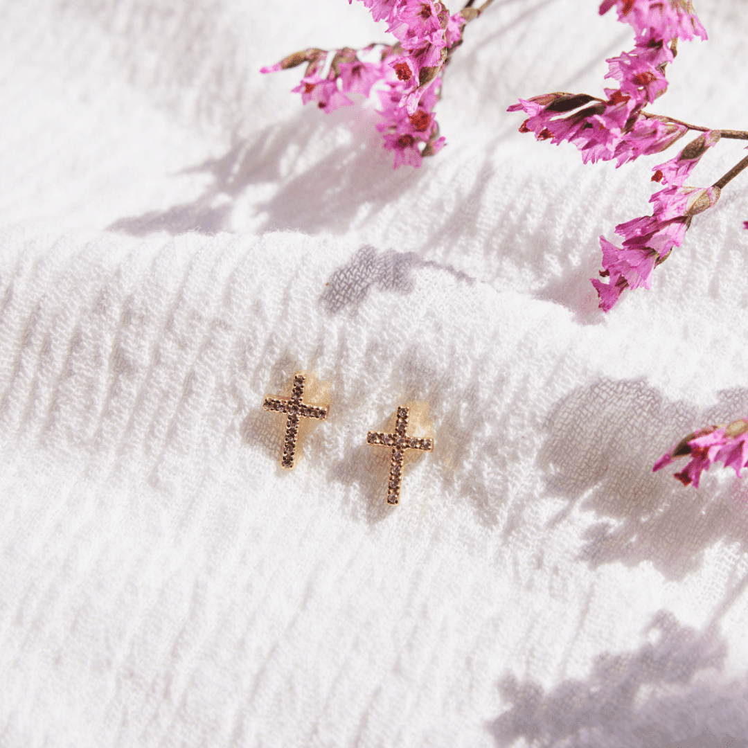 Pavé Cross Stud Earrings