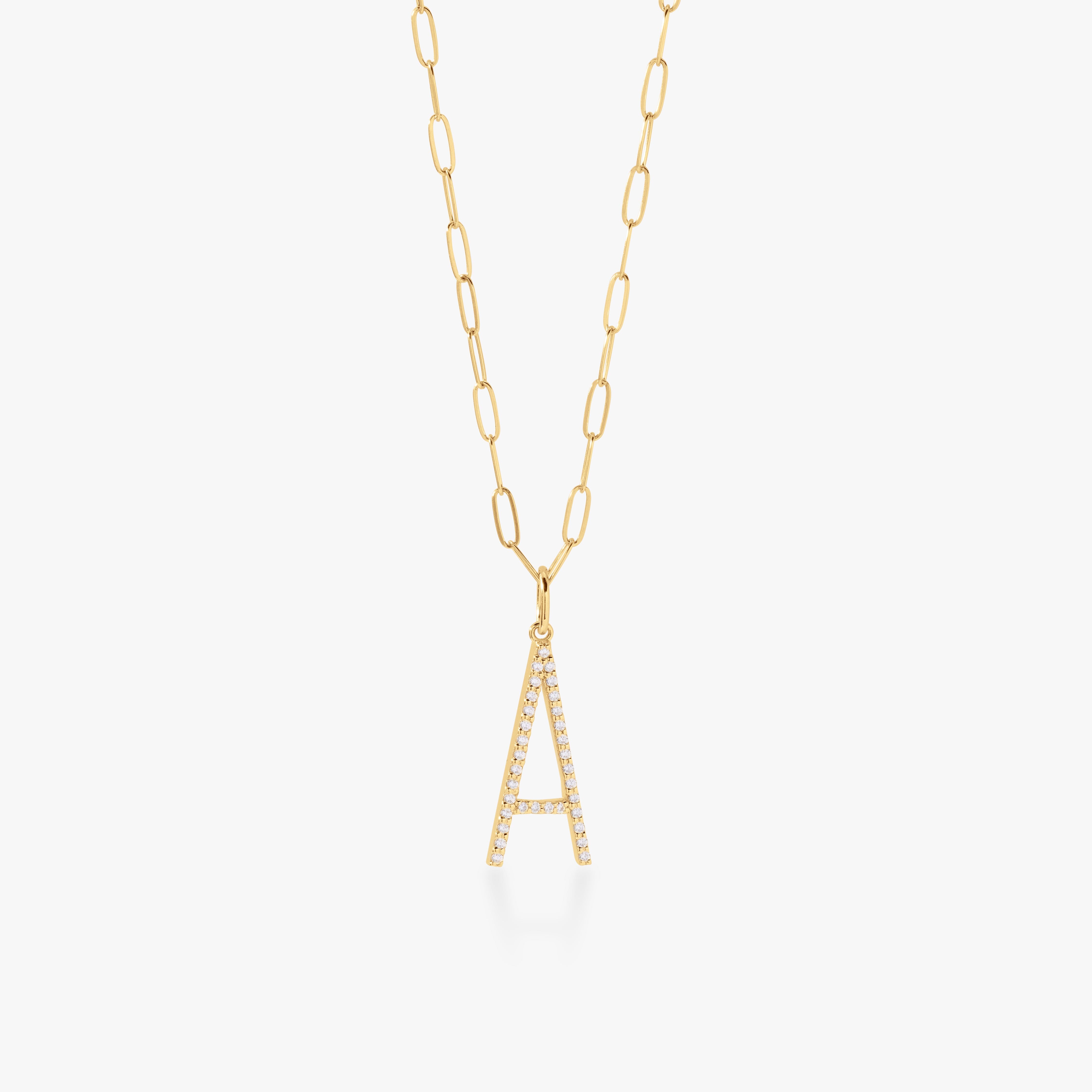 Pavé Elongated Initial Necklace