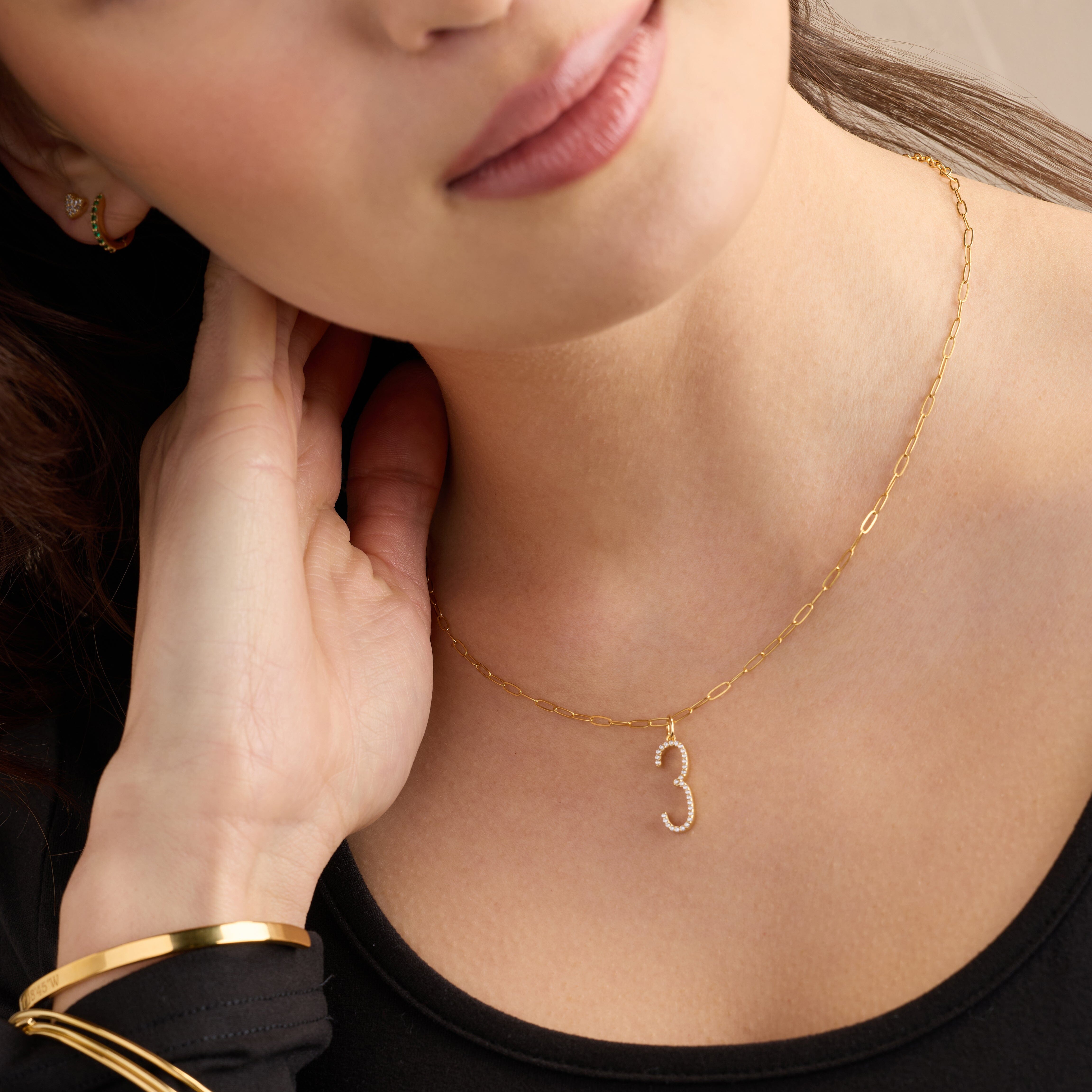 Pavé Elongated Number Necklace