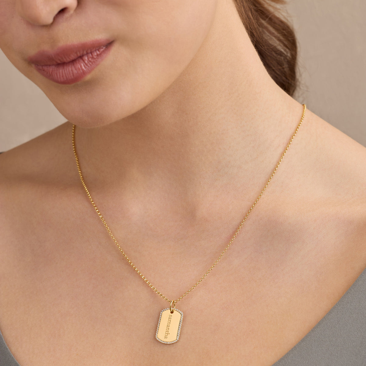 Pavé Large Dog Tag