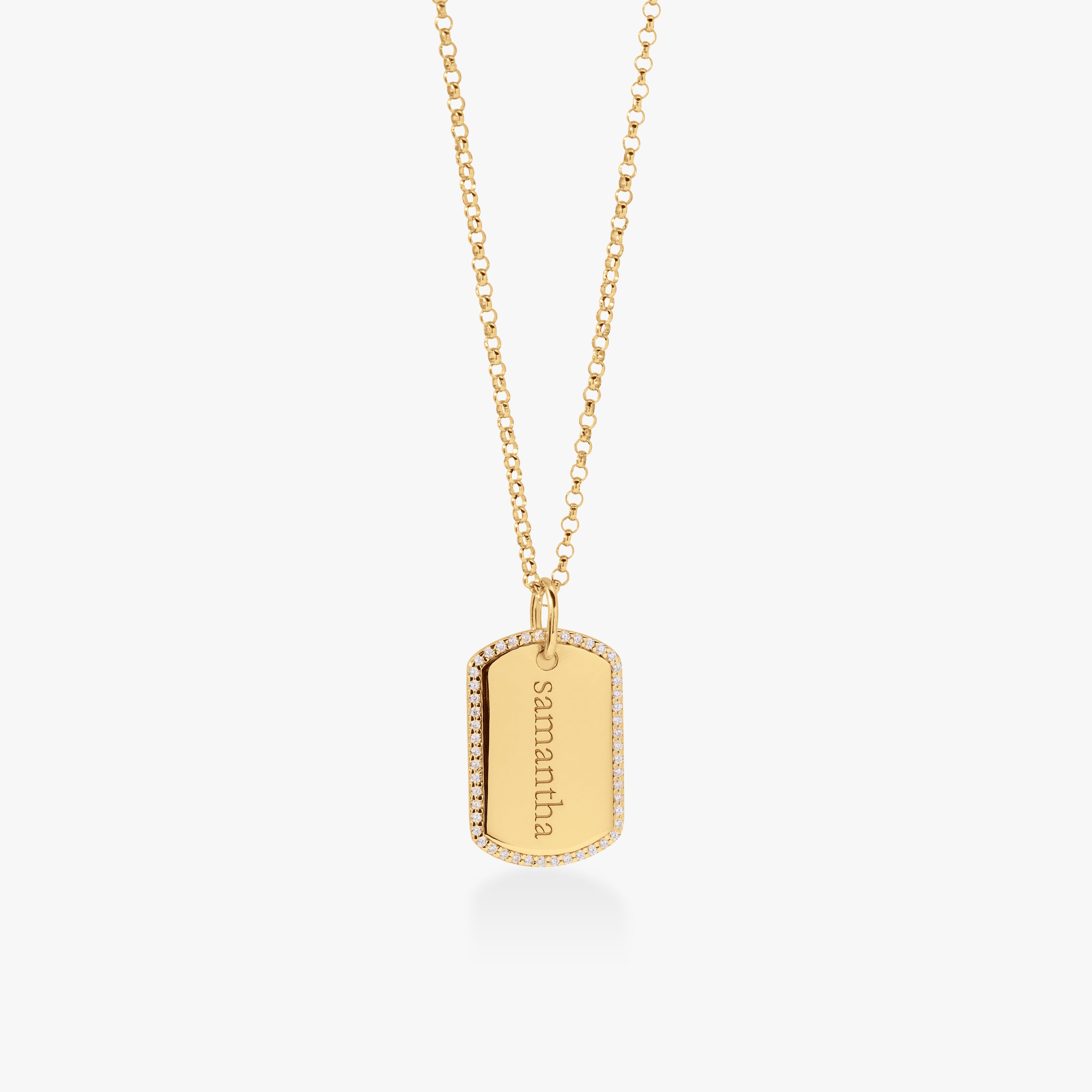 Pavé Large Dog Tag Necklace