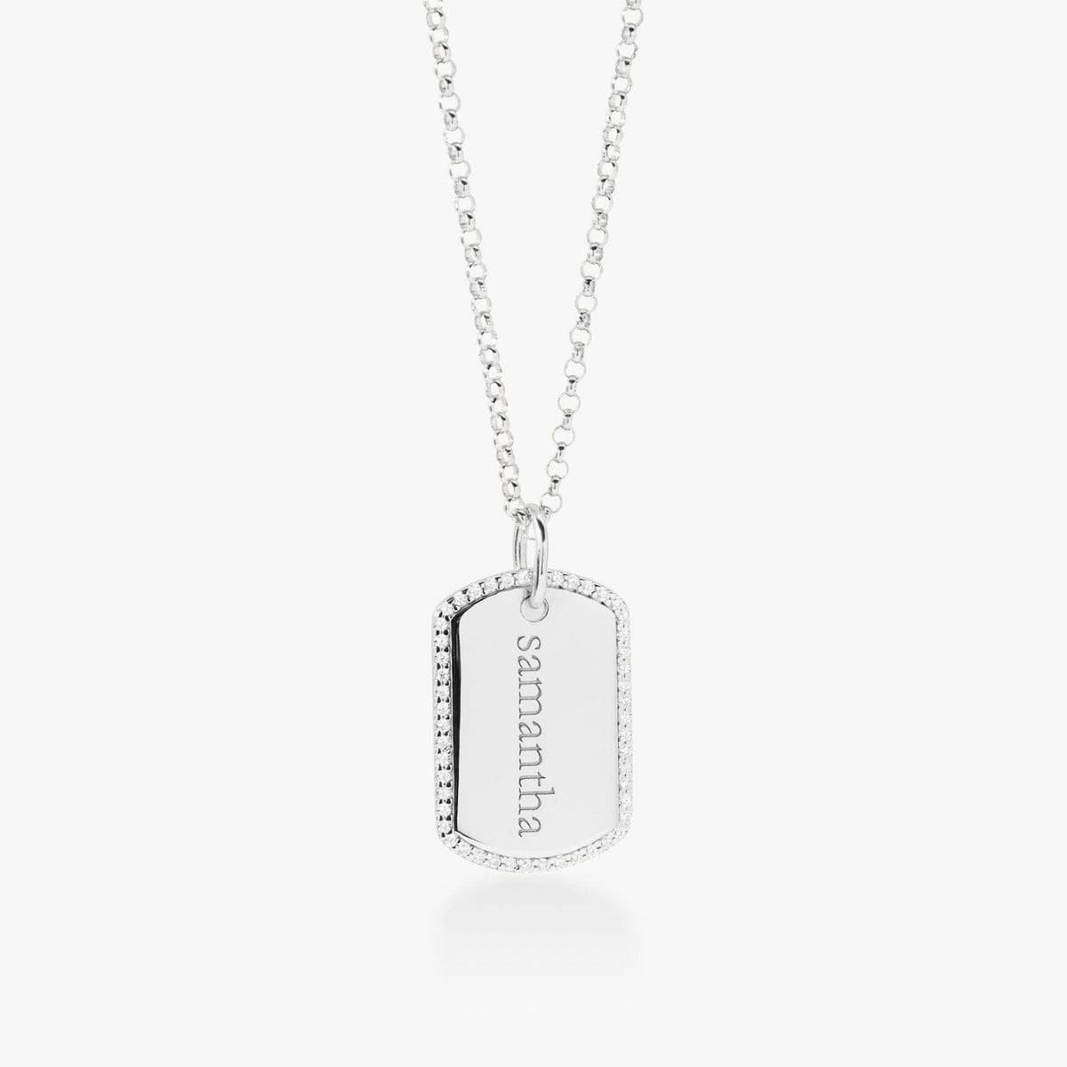 Pavé Large Dog Tag Necklace
