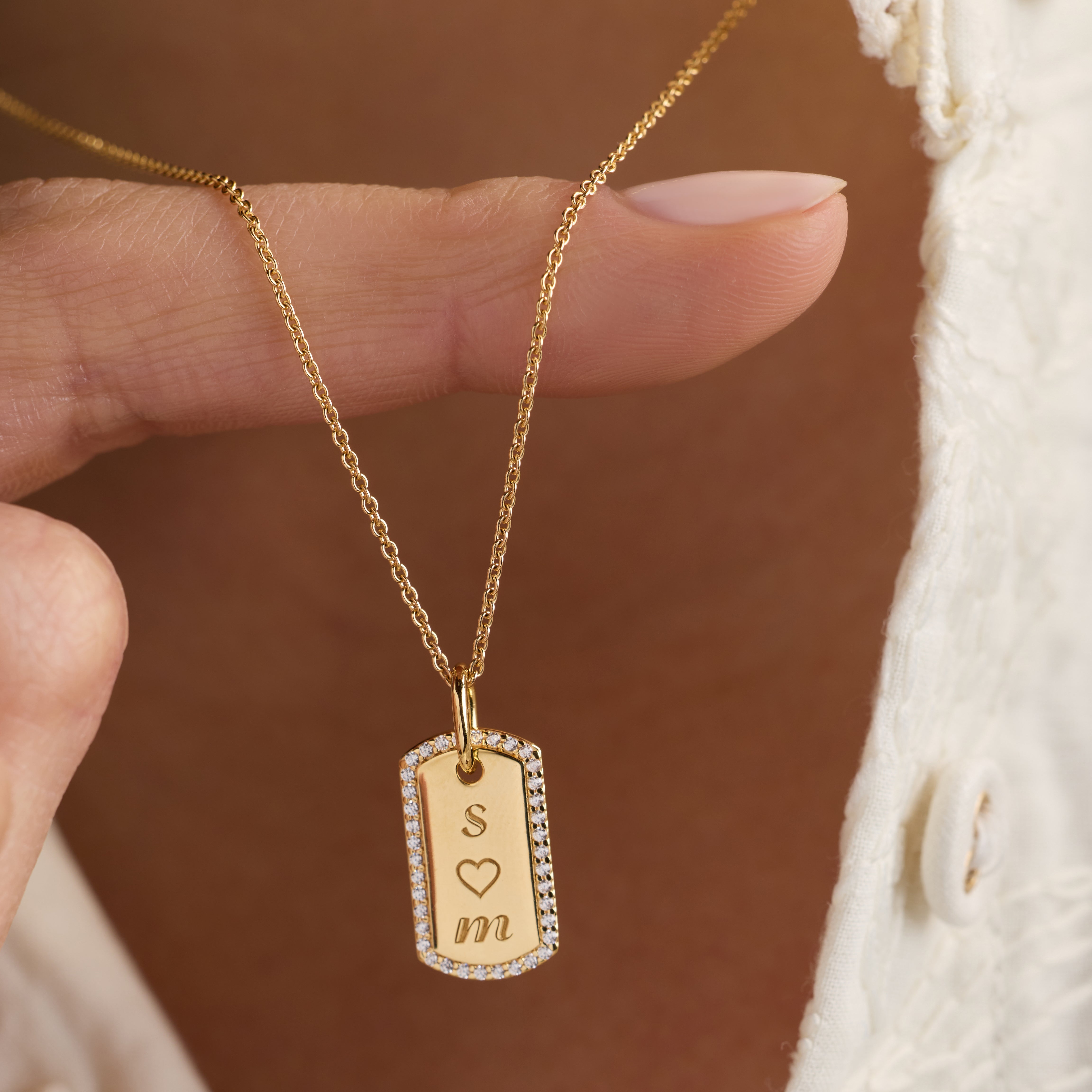 Pavé Small Dog Tag