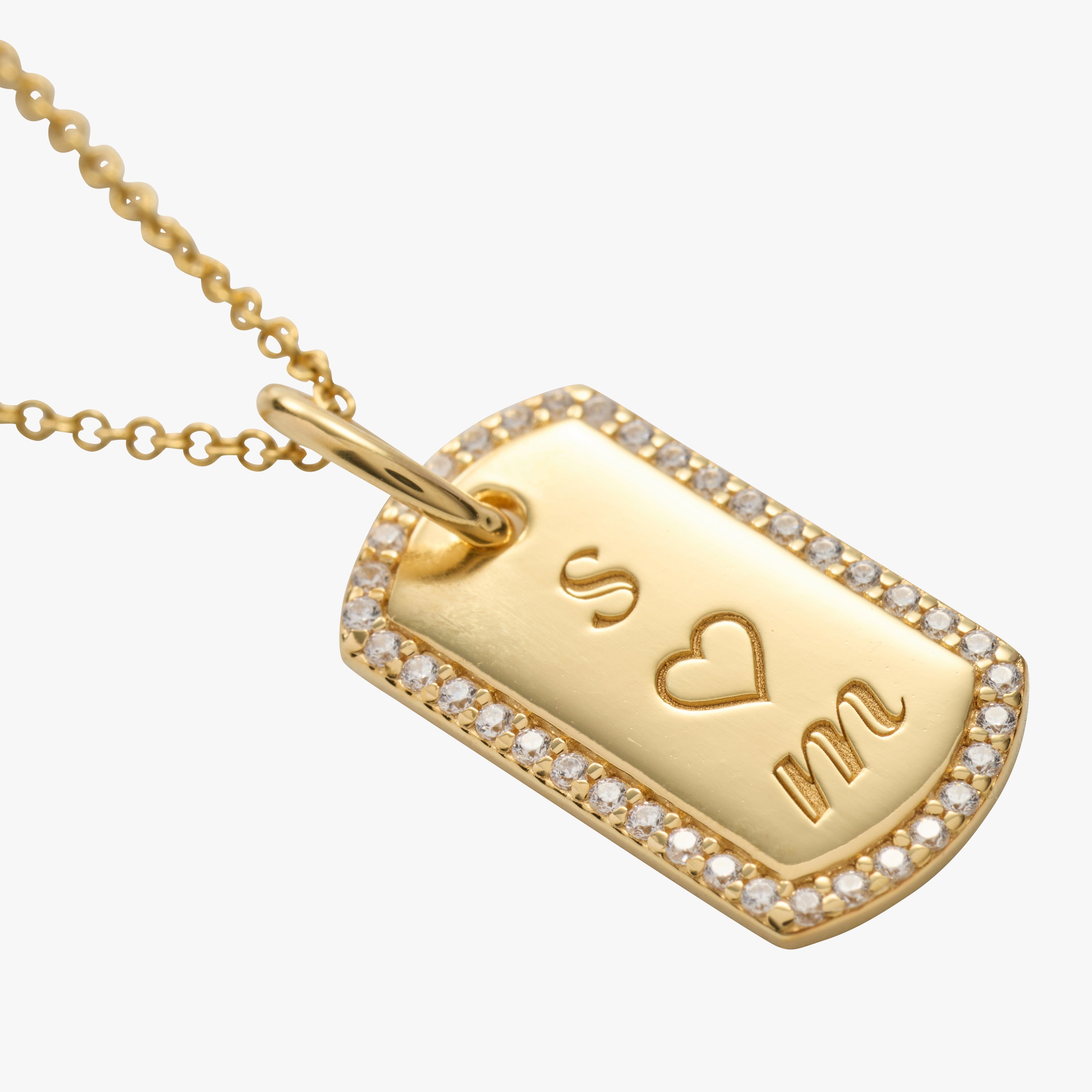 Pavé Small Dog Tag Necklace