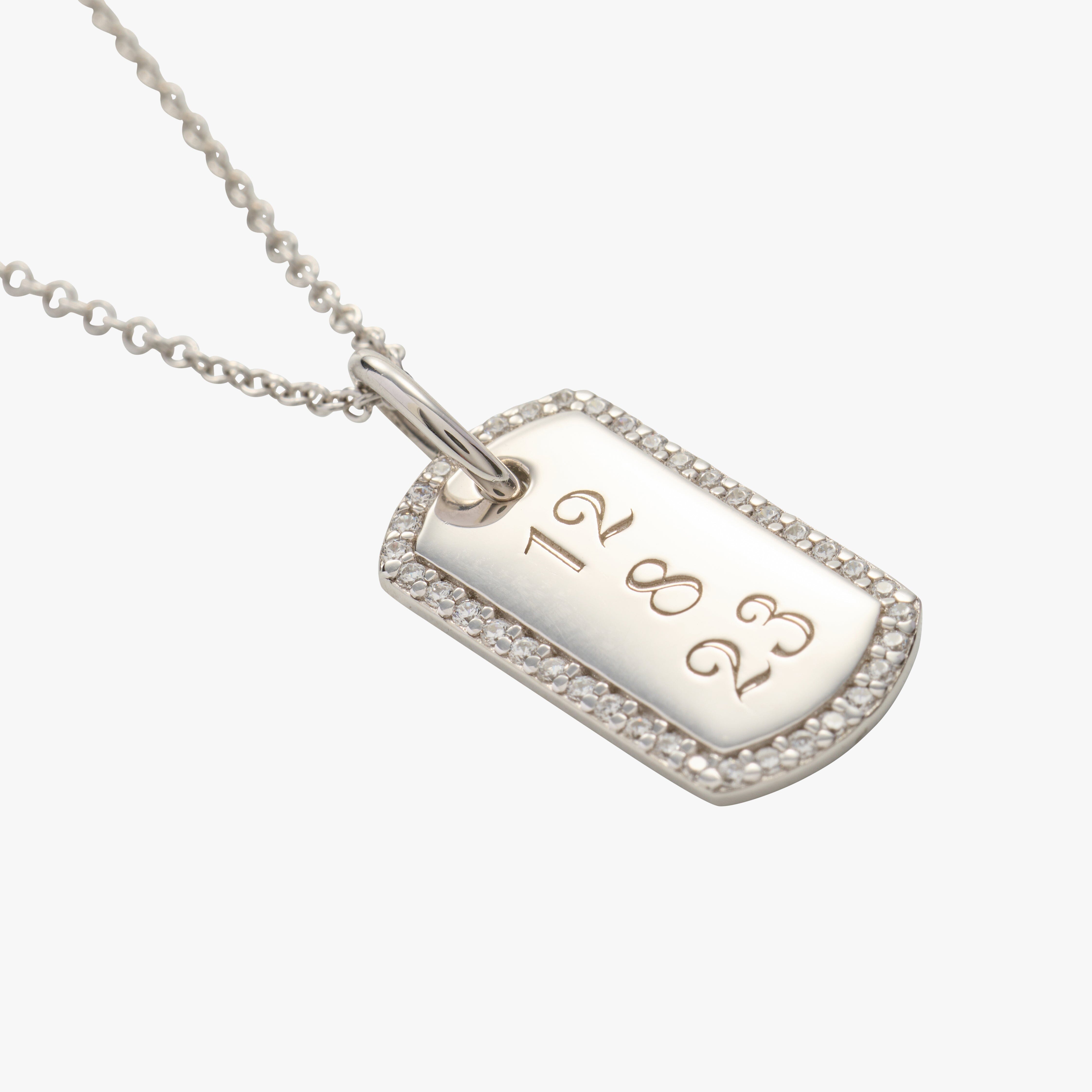 Pavé Small Dog Tag Necklace