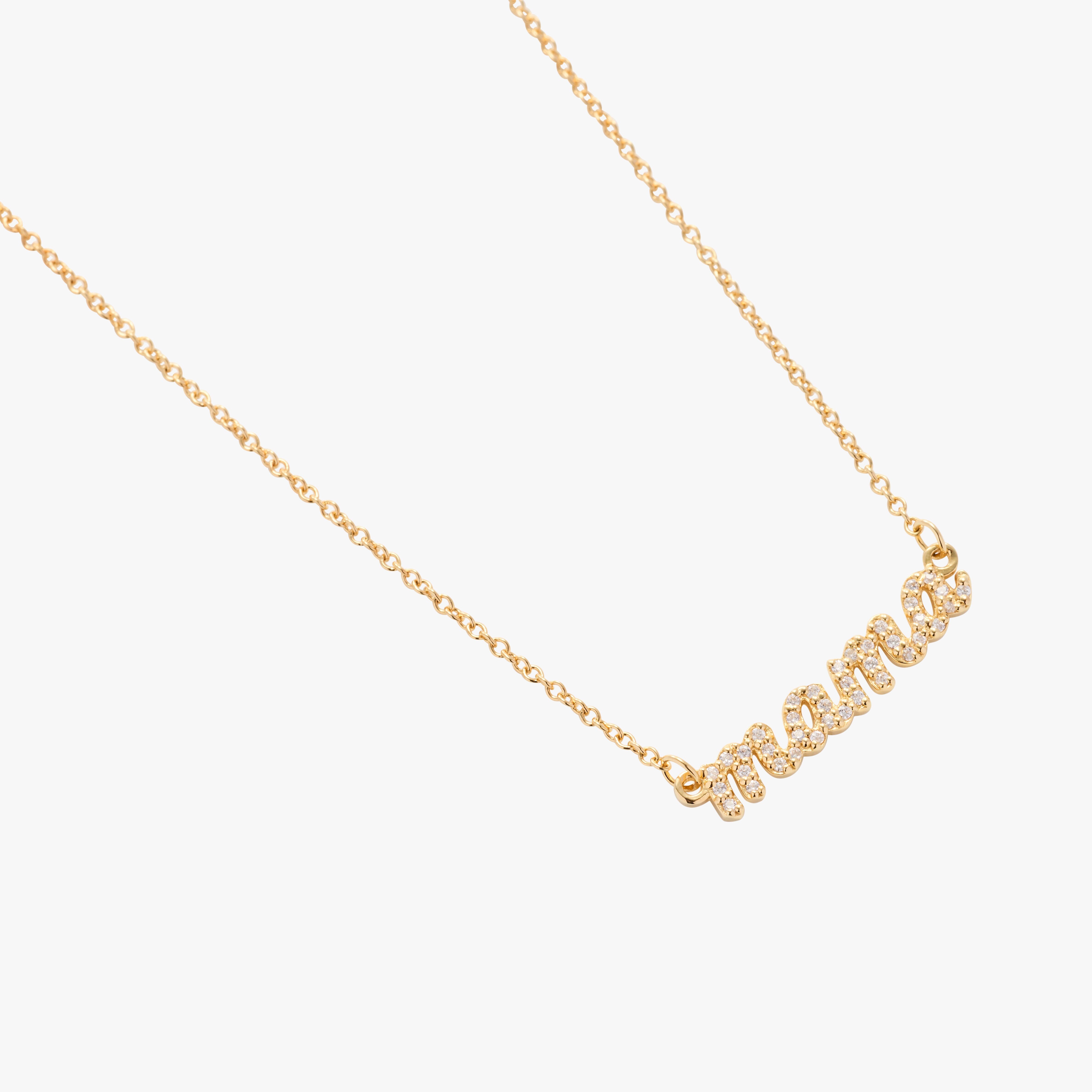 Pavé Script Mama Necklace