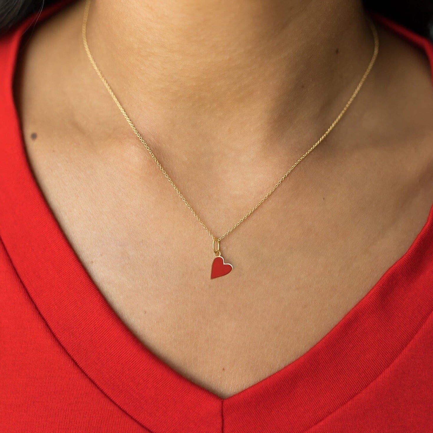 Solid Enamel Heart Charm