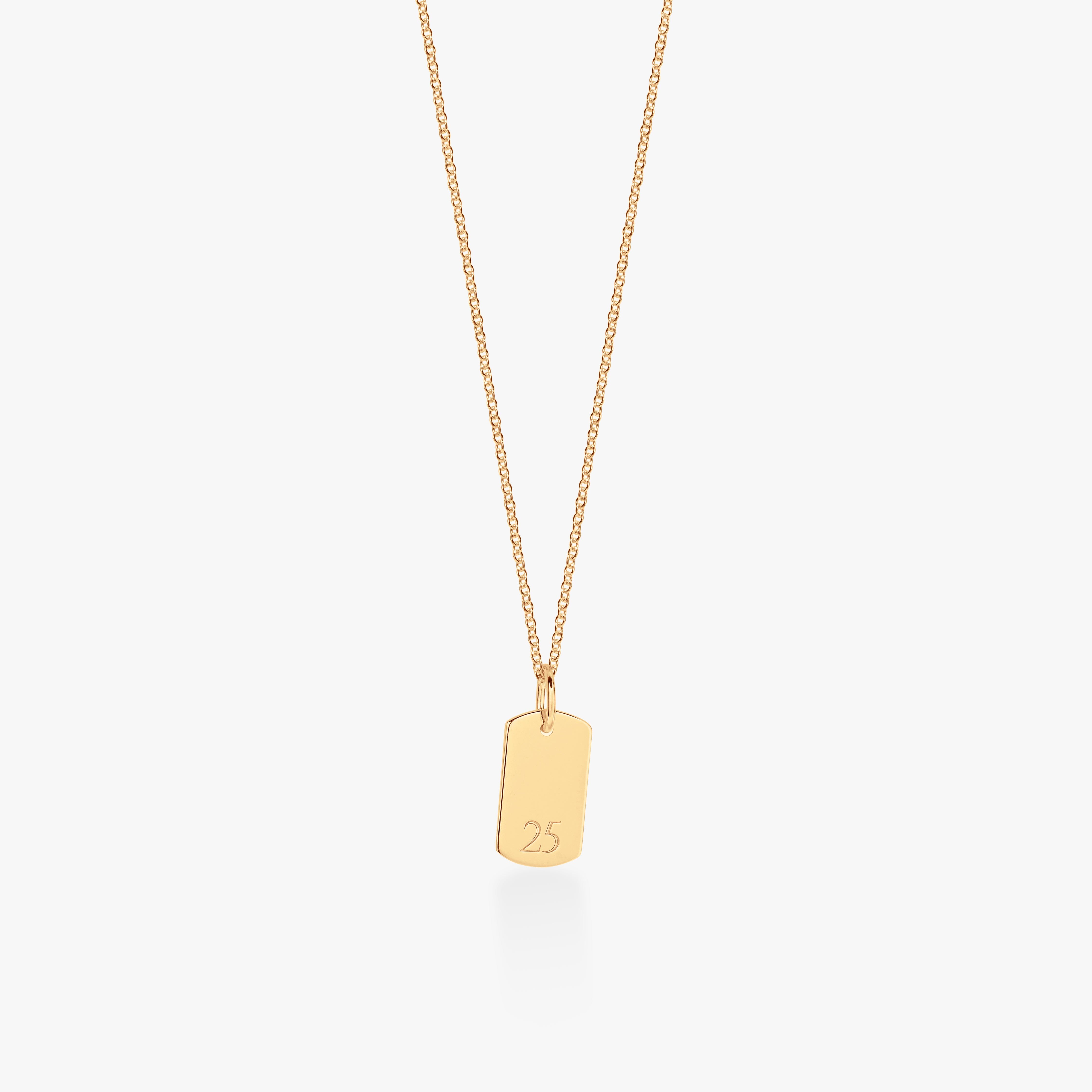Rounded Mini Dog Tag Number Necklace