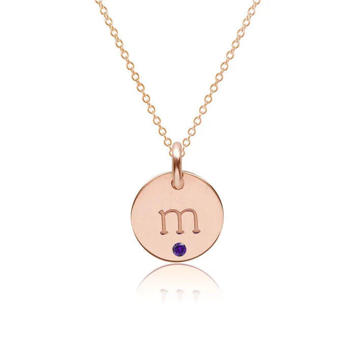 Initial Circle Necklace with Birthstones