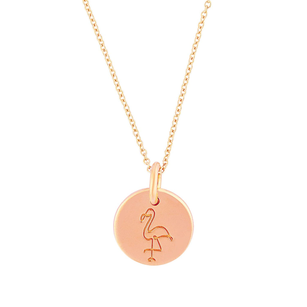 14k Gold 'GYPB' Flamingo Circle Necklace by Lindsey Gurk