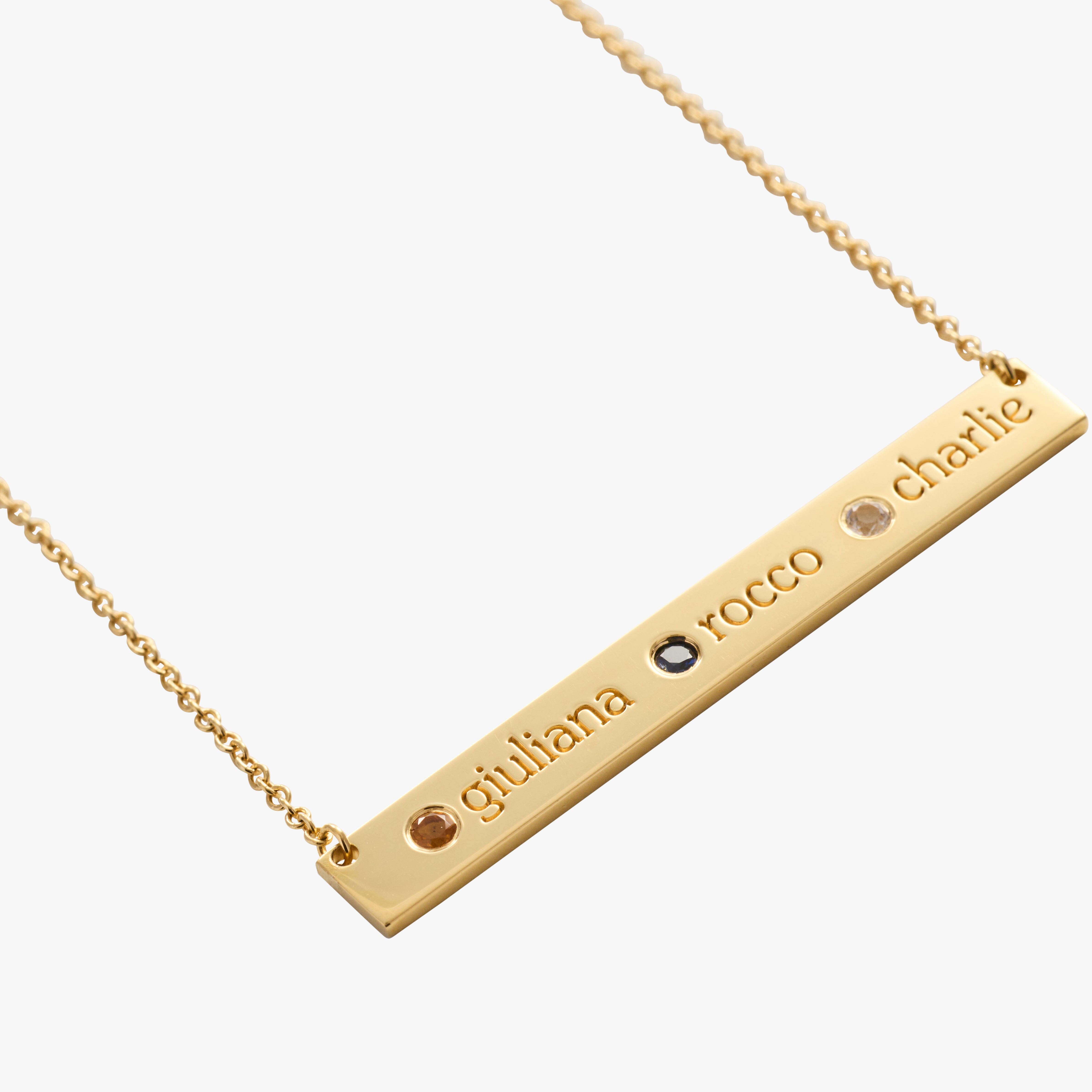 Skinny Bar Birthstone Necklace (1-3 Stones)