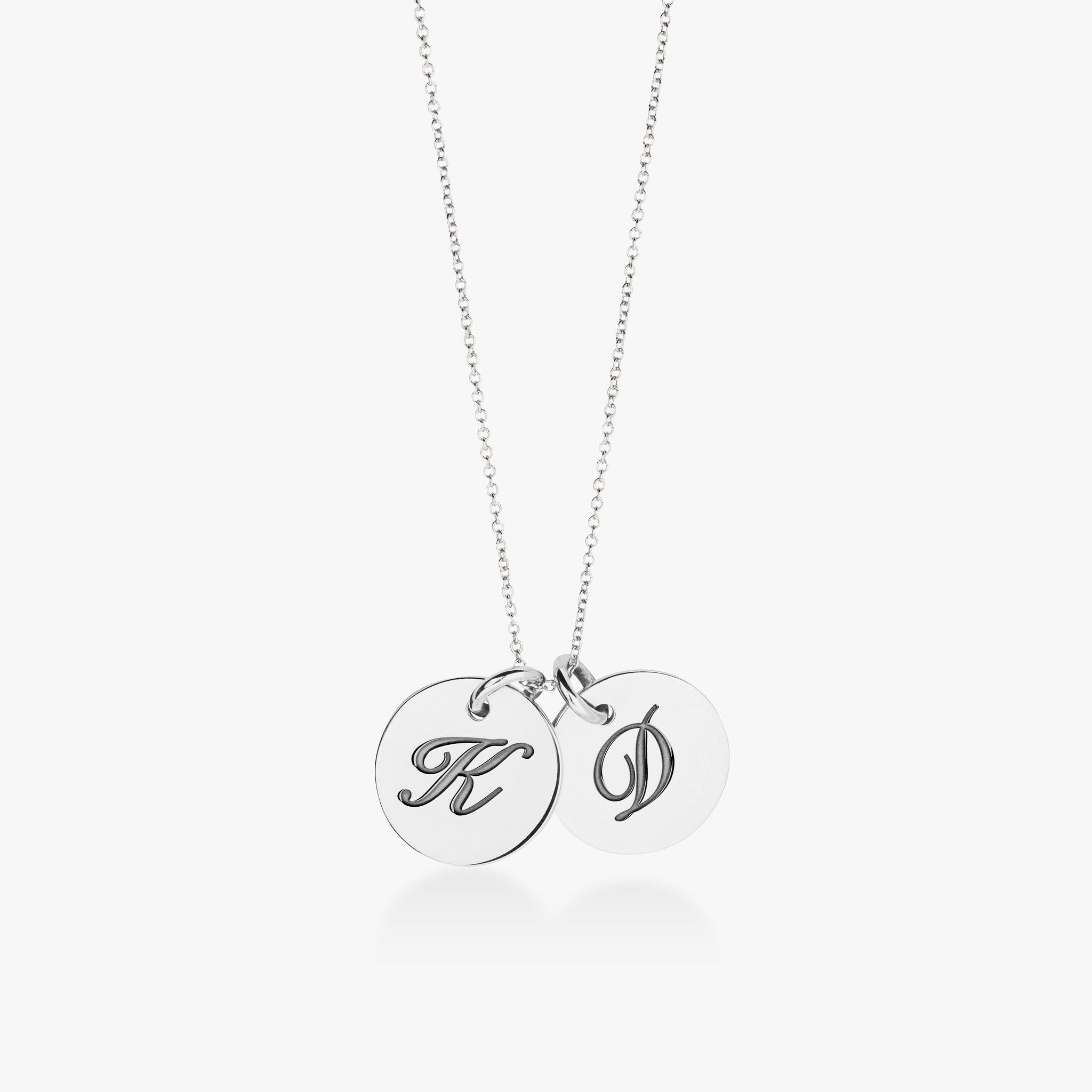 Script Initial Circle Necklace - 2 Tags