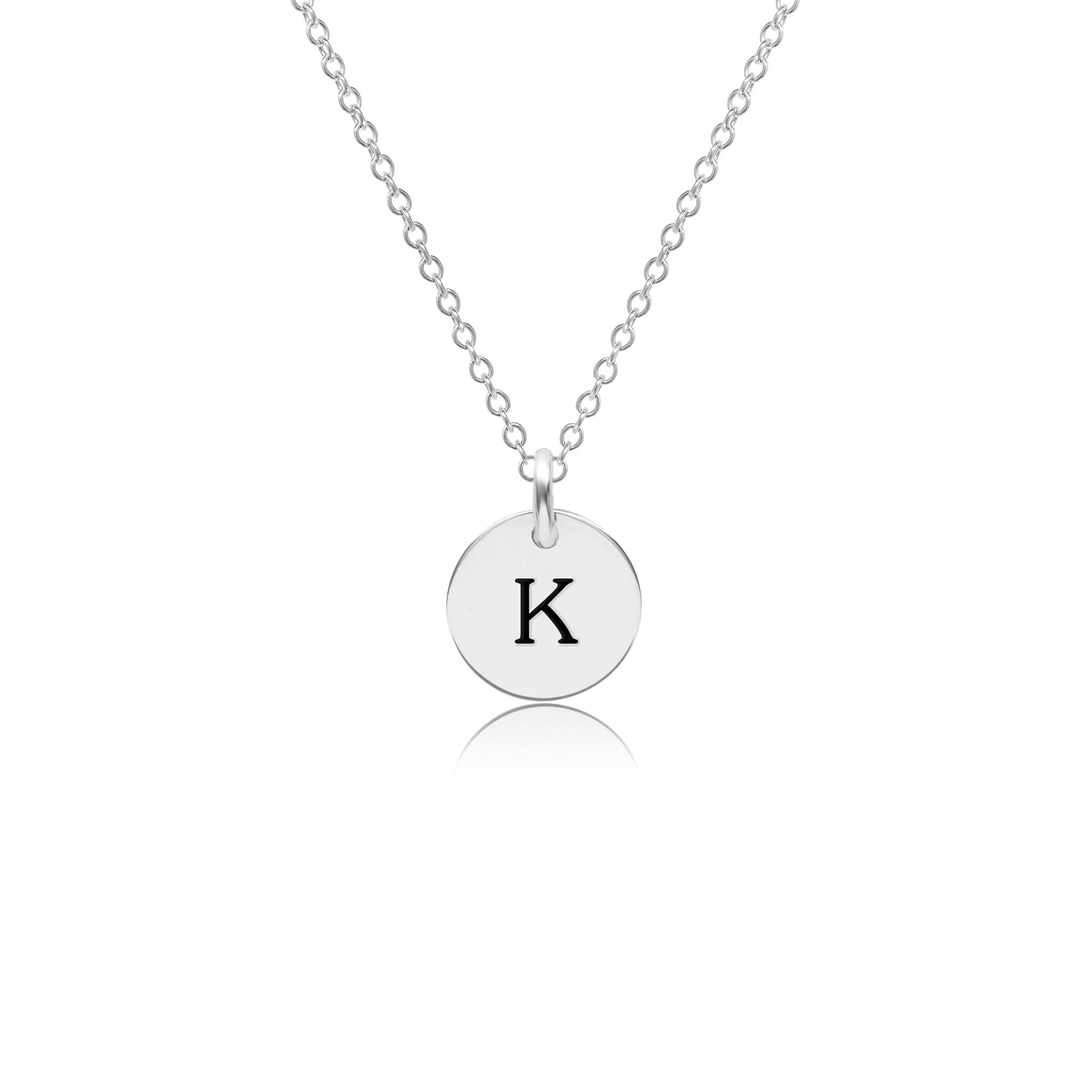 Mini Initial Circle Tag Necklace - Uppercase