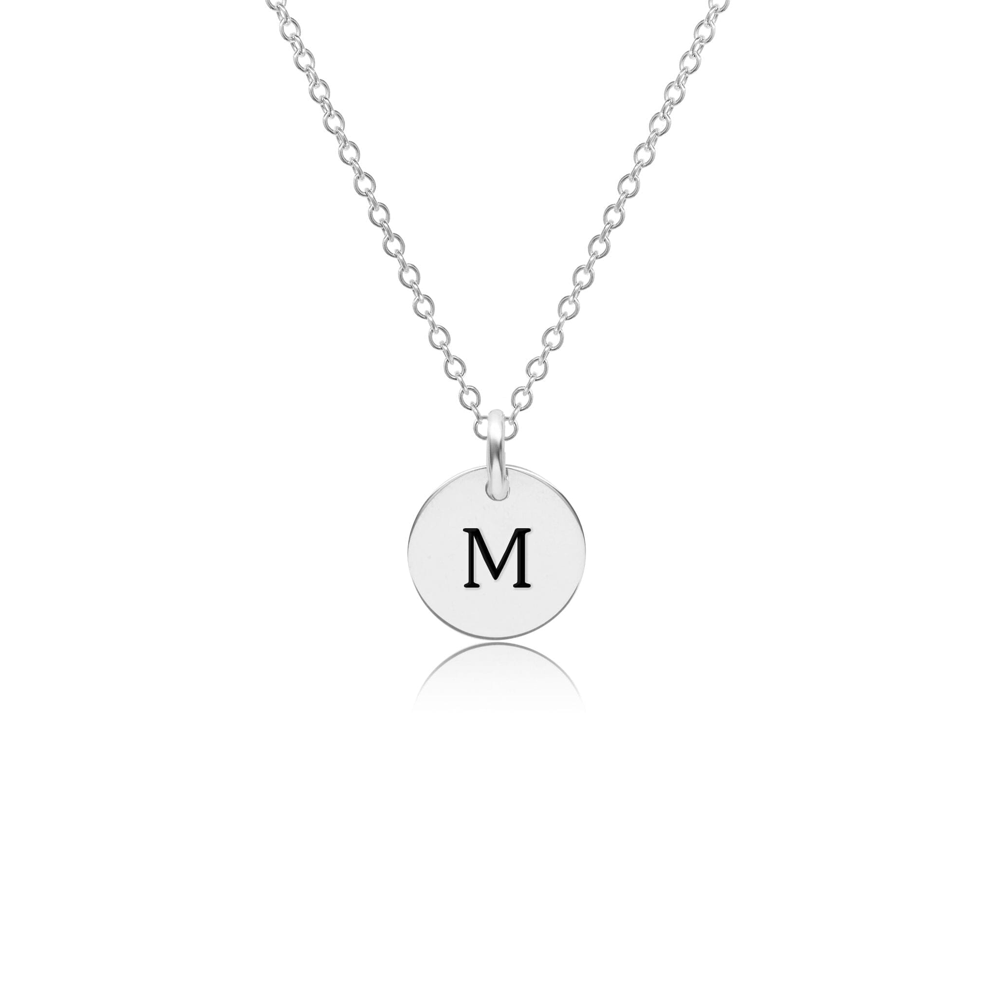 Mini Initial Circle Tag Necklace - Uppercase