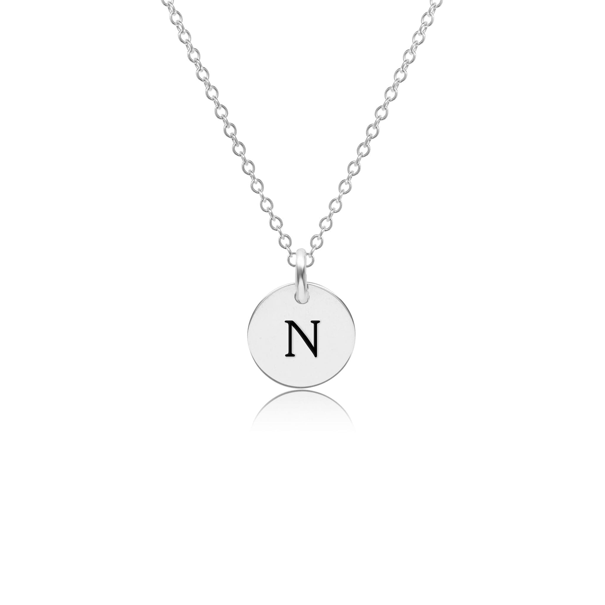 Mini Initial Circle Tag Necklace - Uppercase