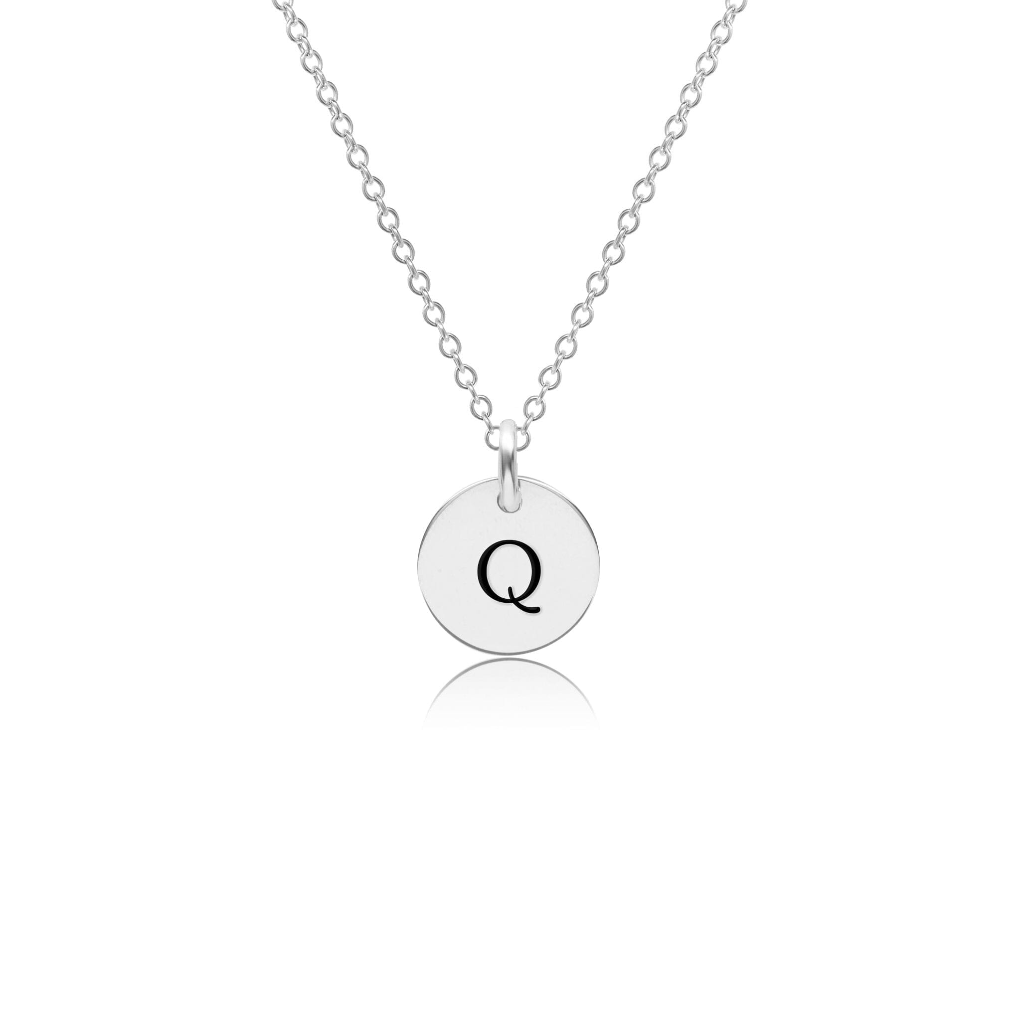 Mini Initial Circle Tag Necklace - Uppercase