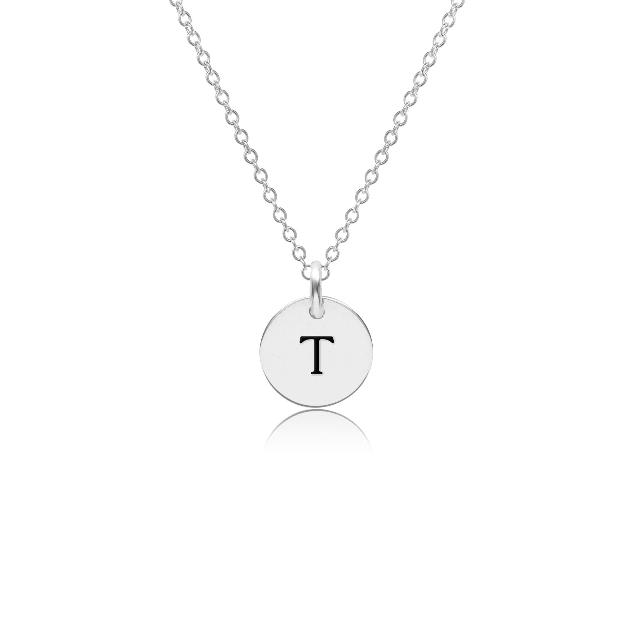 Mini Initial Circle Tag Necklace - Uppercase