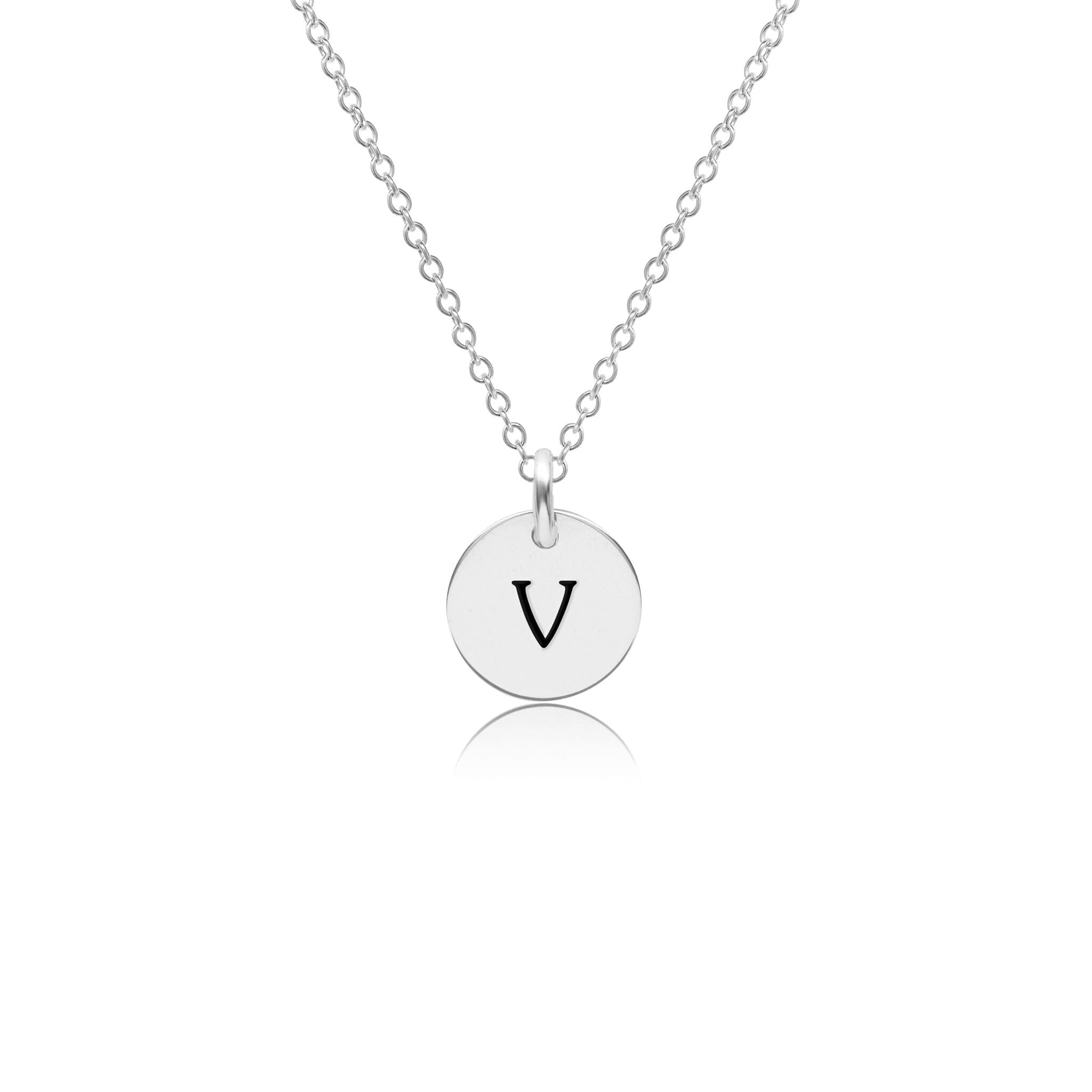 Mini Initial Circle Tag Necklace - Uppercase