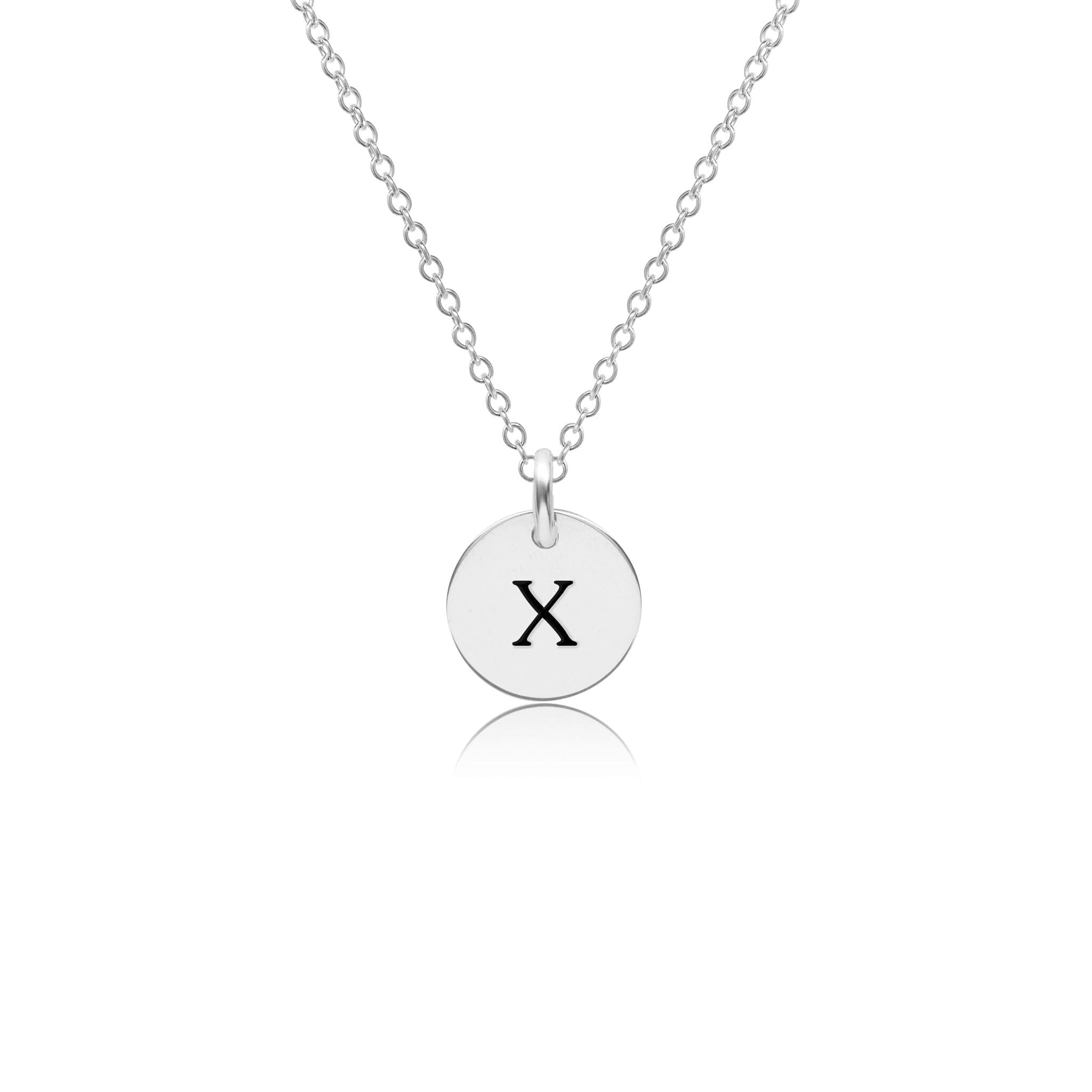 Mini Initial Circle Tag Necklace - Uppercase
