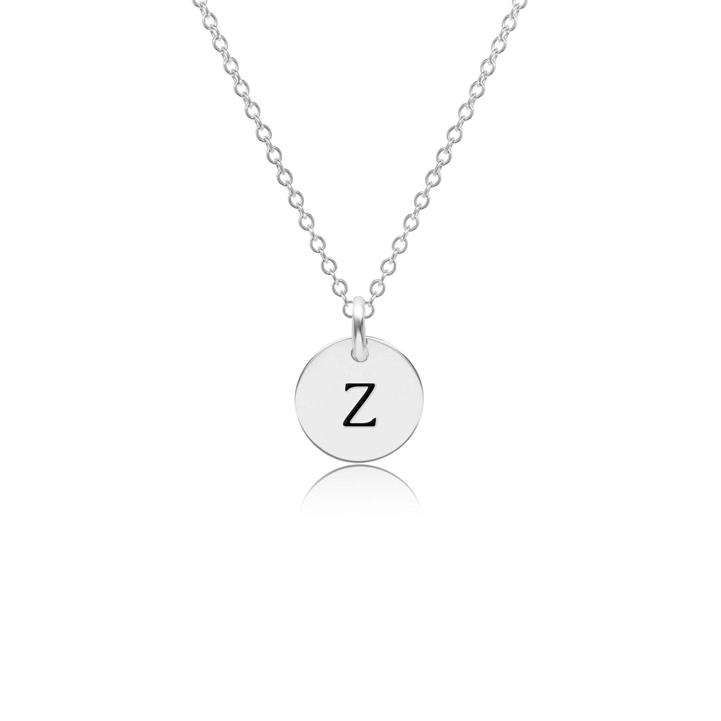 Sterling Silver Mini Initial Circle Necklace - Uppercase
