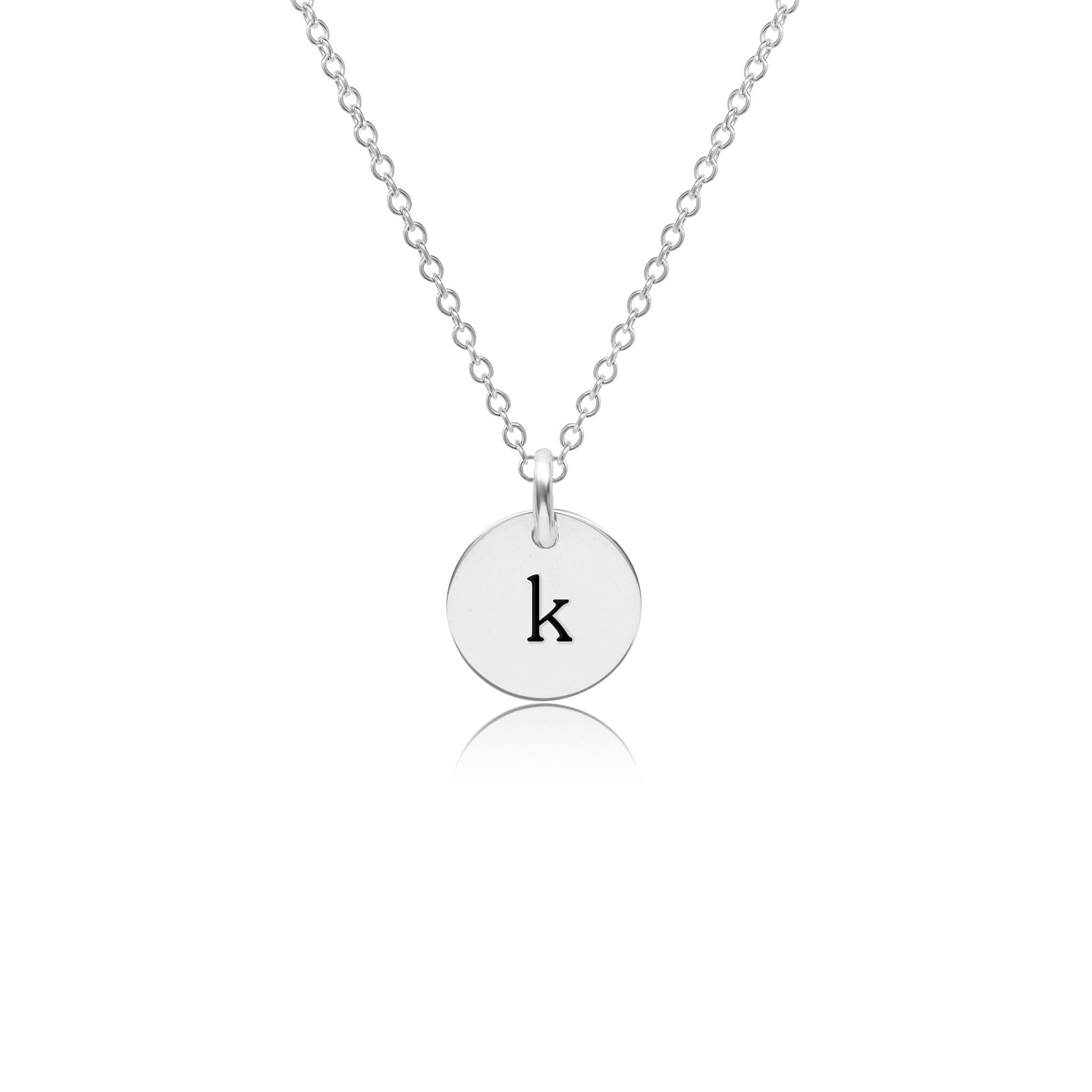 Mini Initial Circle Tag Necklace - Lowercase