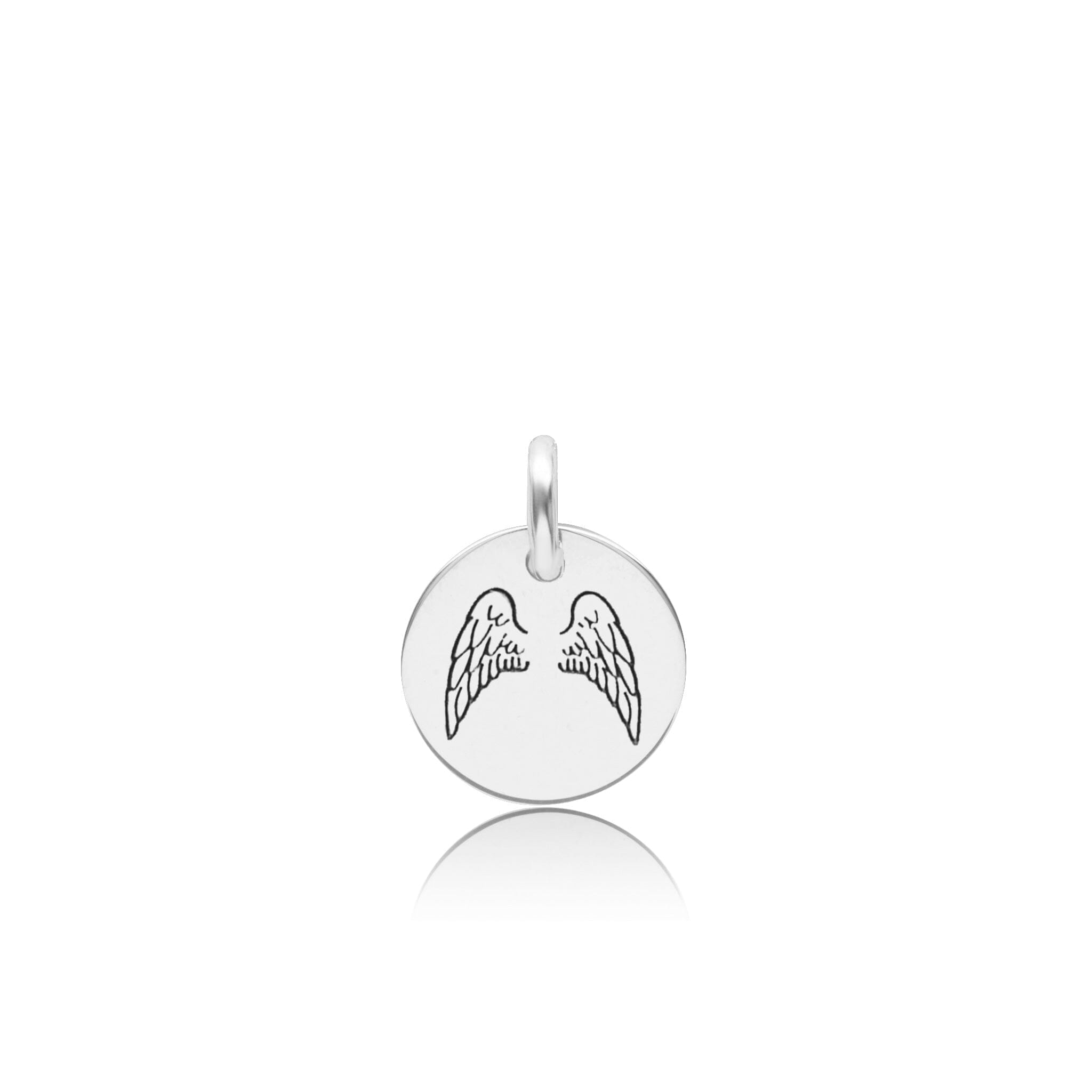 Engravable Angel Wings Circle Tag