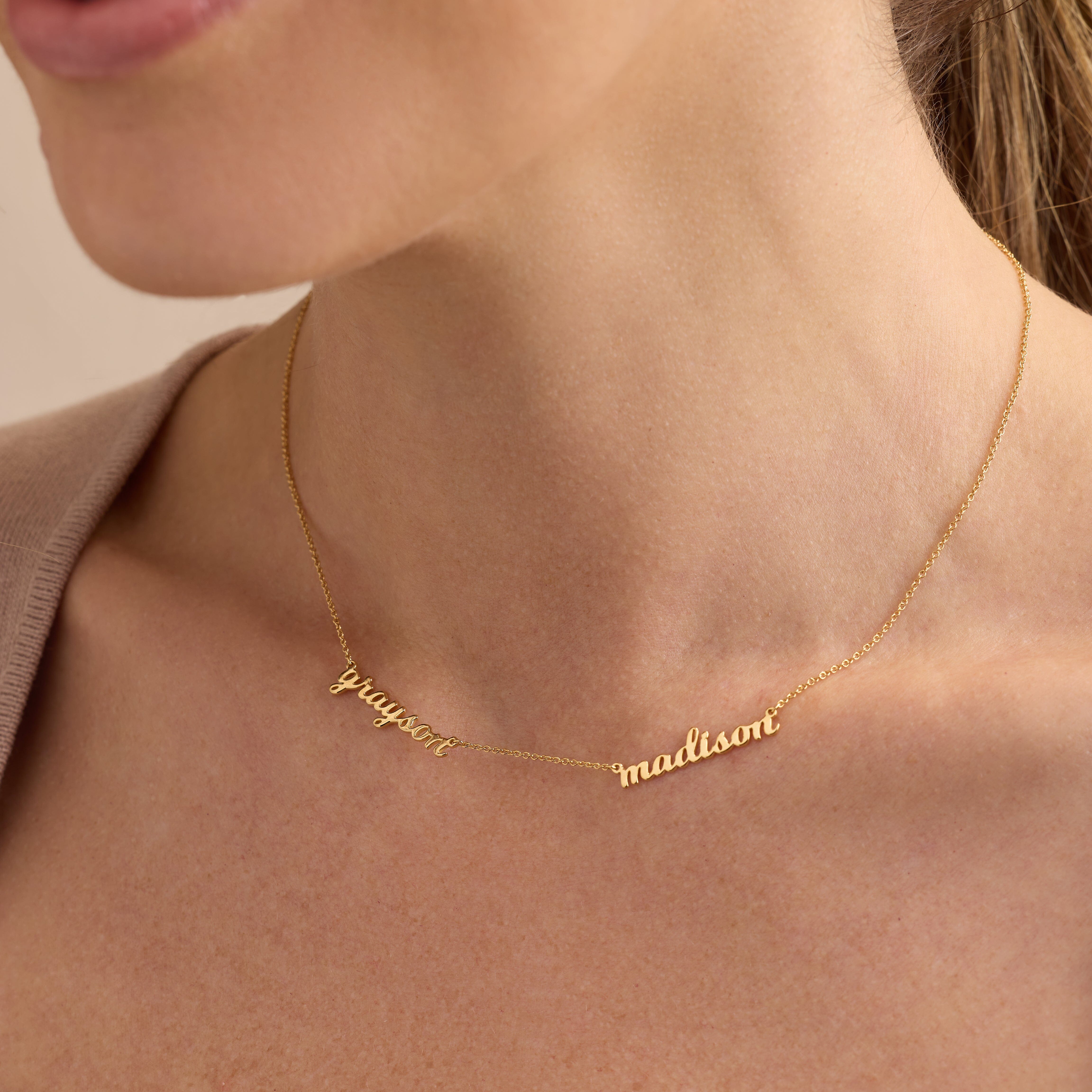 Script Nameplate Necklace - 2 Names