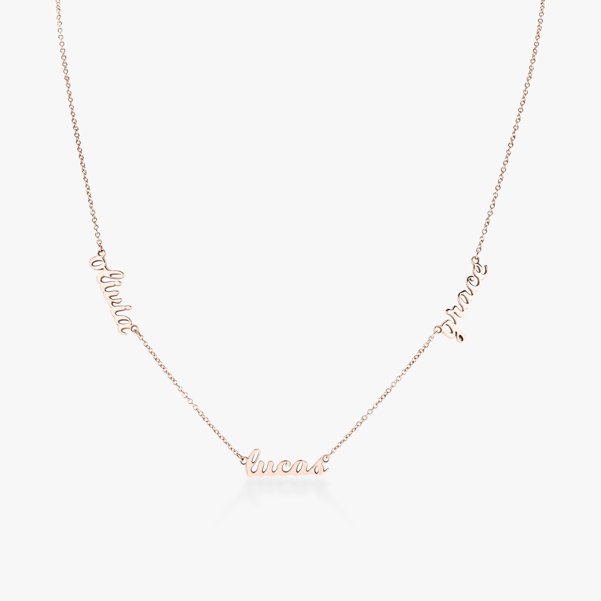 Script Nameplate Necklace - 3 Names