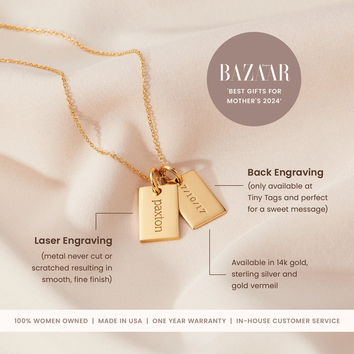 Mini Dog Tag Necklace - 2 Tags