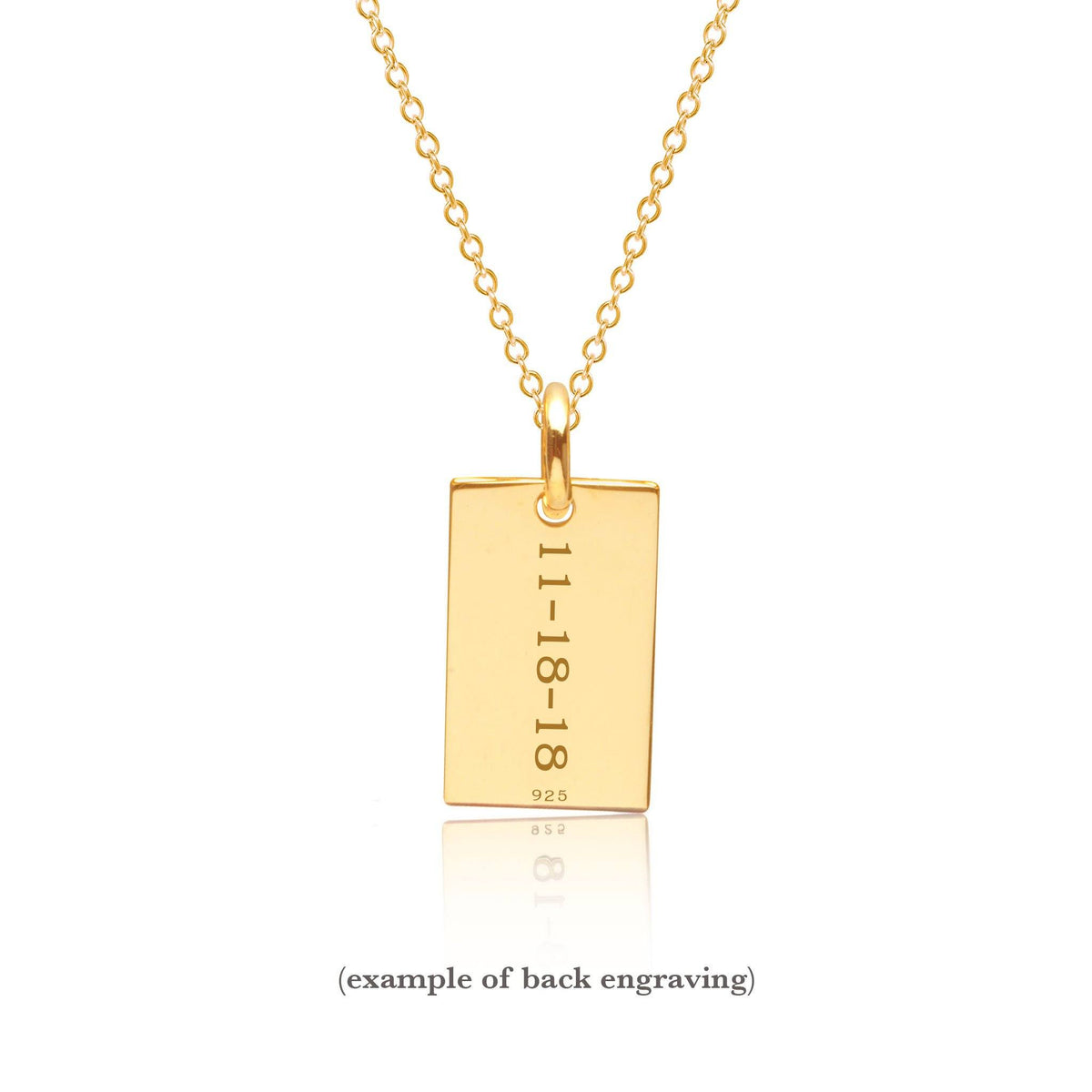 Custom Message Gold Necklace - Gold Filled Pendant - Text Engraving 18 inch (45 cm) / Two Sides