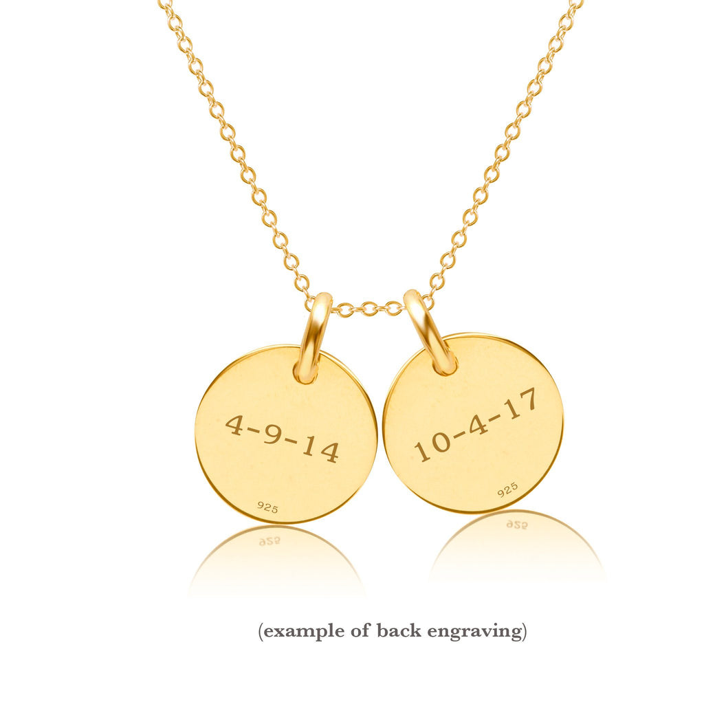 Gold Initial Necklace - 2 Circles - Uppercase